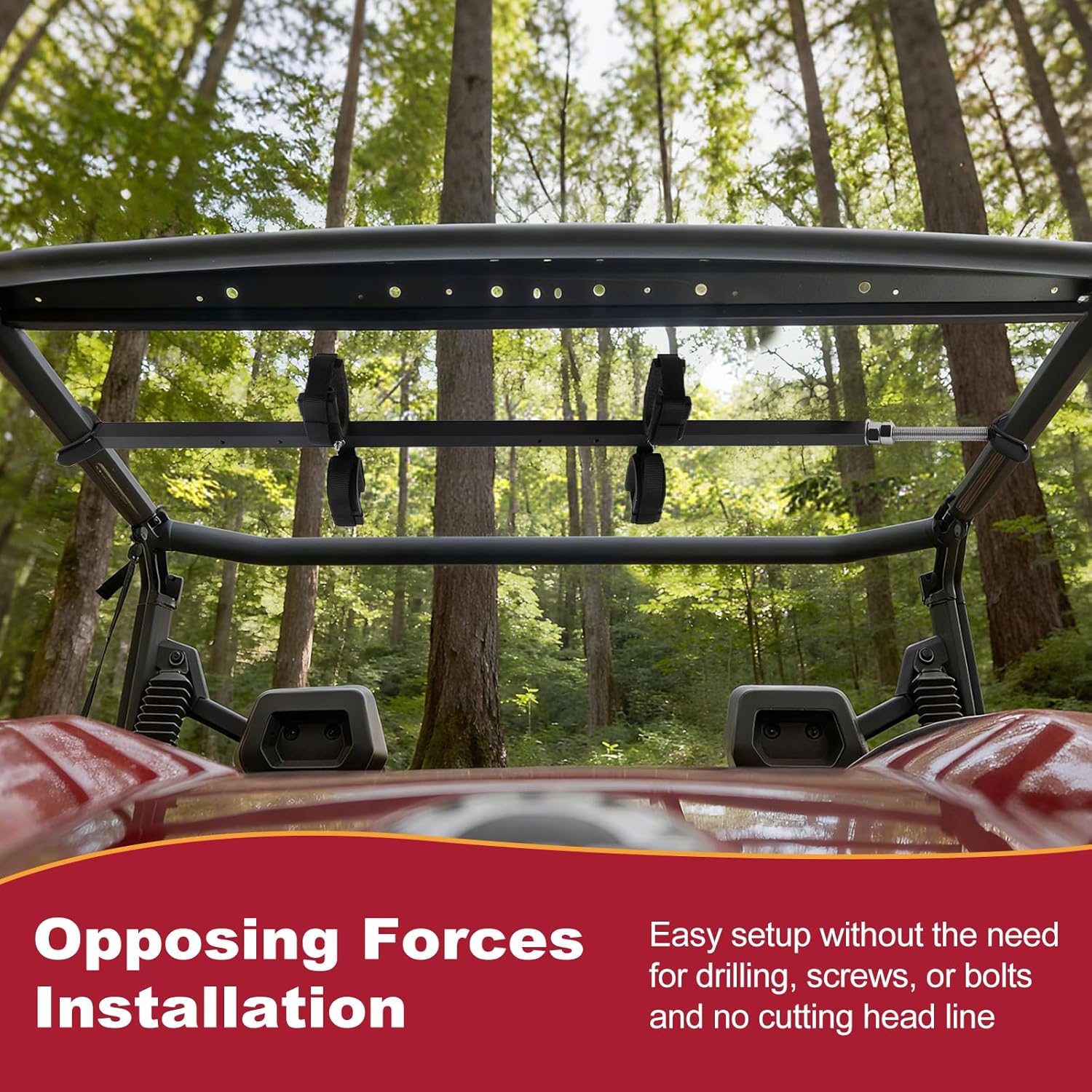 Overhead Gun Mount is Suitable for Jeep Wranglers with a roll bar Width of 42-48 inches，Tough Steel Mount, Built for Two.Universal Roof Top Gun Rack for Jeep Wrangler YJ, TJ, JK, & JL.