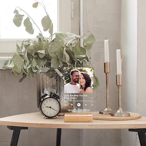 Miniatura 4 de Regalos personalizados para el día de San Valentín, placa acrílica personalizada para Spotify con foto y enlace de canción, llavero a juego