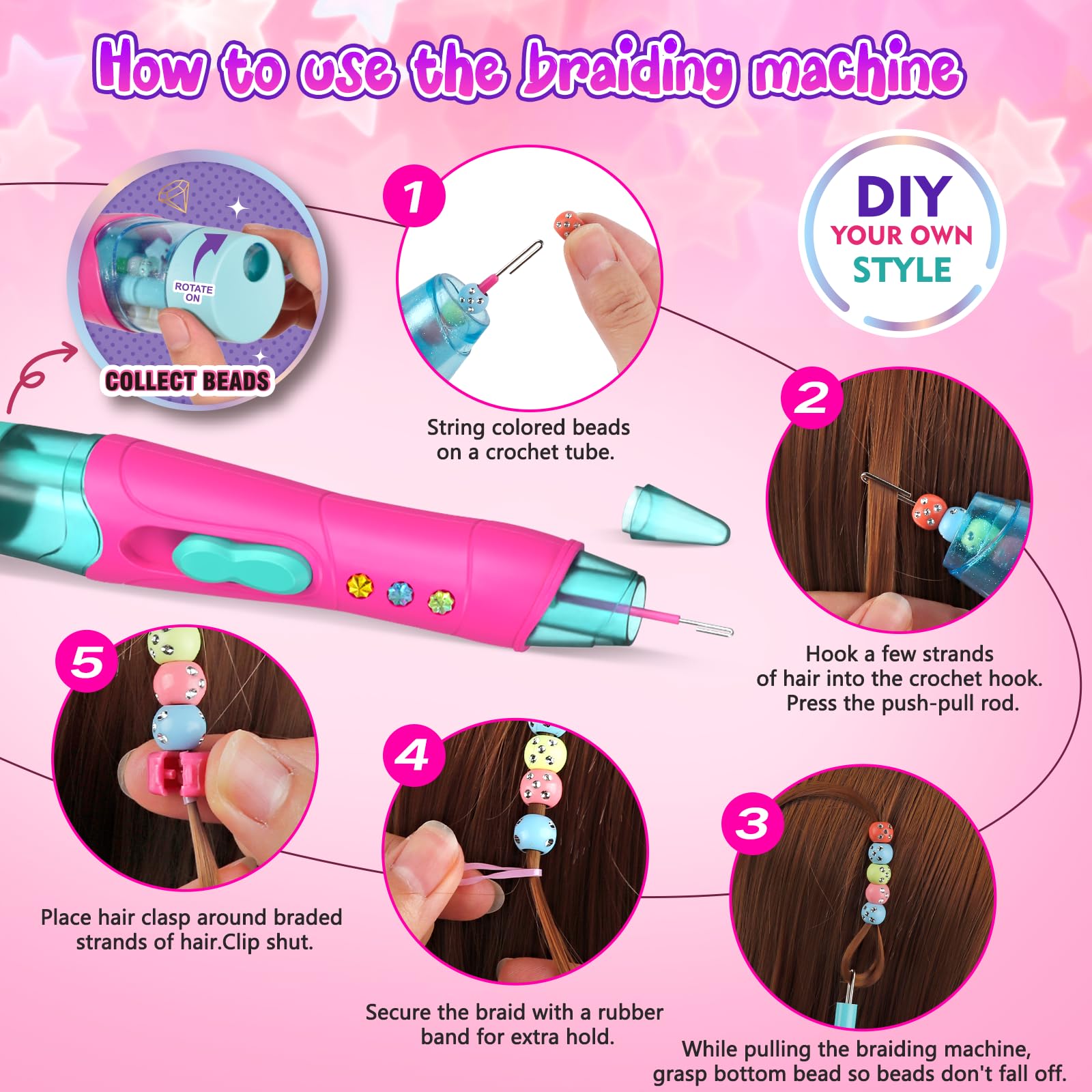 Fozcmisw Regalo Bambine 5 6 7 8 9 Anni – Set Accessori per Capelli Bambine con Macchina per Intrecciare Capelli, Perline per Capelli Fai da Te e Aiuto per Trecce, Cerchietto Unicorno e Fermagli per
