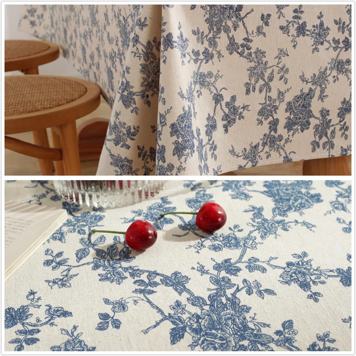 Linen Floral Fabric by The Yard - Upholstery Fabric by The Yard Sewing Quilting Fabric 62 Inch Width for Chairs Sofas Tablecloth Curtains Reupholstery DIY - 3 Yard