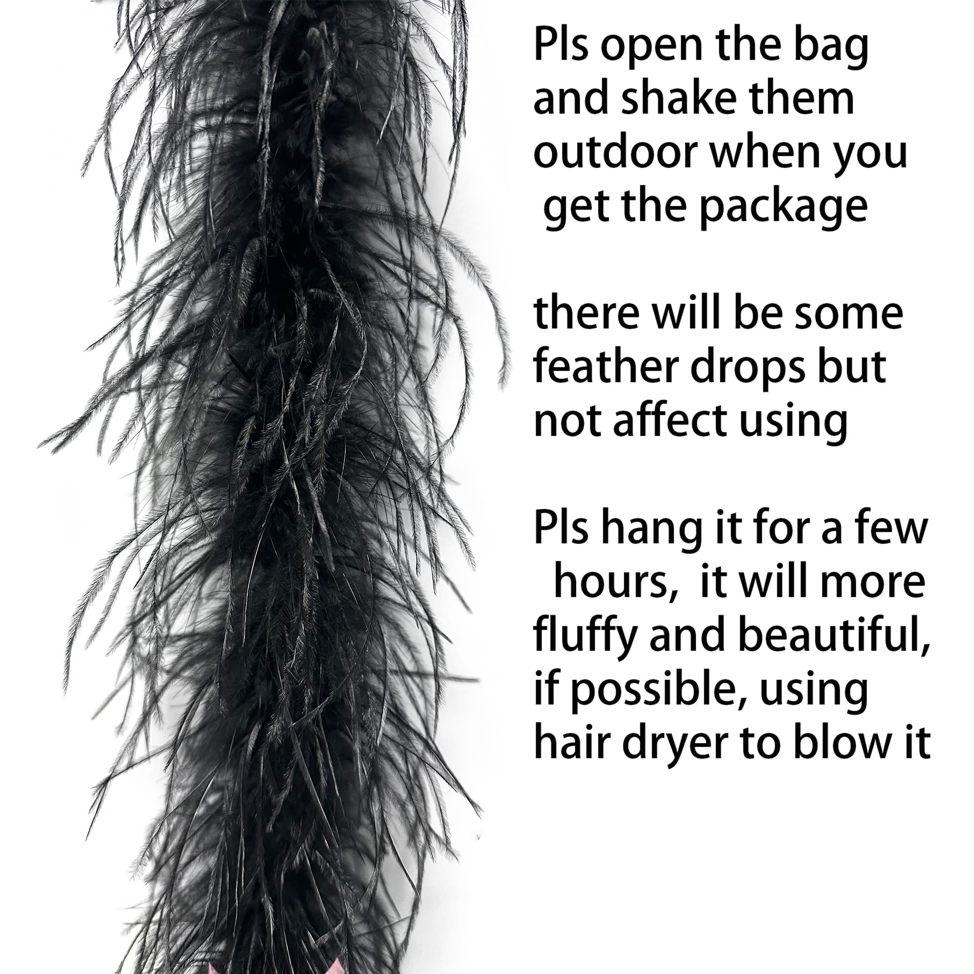 2 Yards 30g Fluffy Marabou Ostrich Feather Trim for DIY Craft Sewing Trim Home Wedding Party Decoration-Black