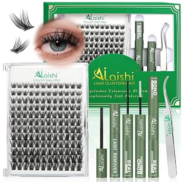 Lash Clusters Kit, DIY 3D Cluster Eyelash Extensions 1018mm,144pcs Fluffy D Curl Soft Natural Lashes with Bond and Seal,Remover,Tweezers, Natural Fake Cat Eye Wispy Individual Clusters