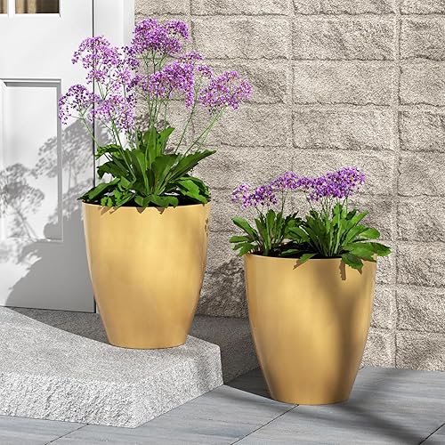Miniatura 3 de QCQHDU Macetas de 10 pulgadas de alto para plantas de interior y exterior, paquete de 2 macetas resistentes para plantas de árbol para porche