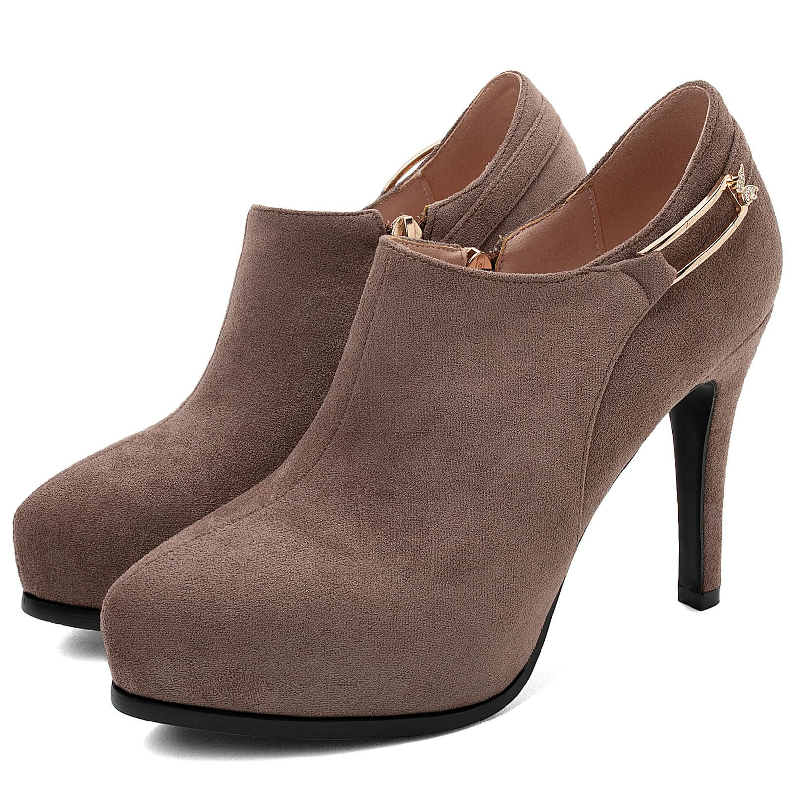 ClassicSter Womens Stiletto Booties High Heels Pumps Platform Ankle Boots Stiletto Heel Pointed Toe Booties with Zip Shoes