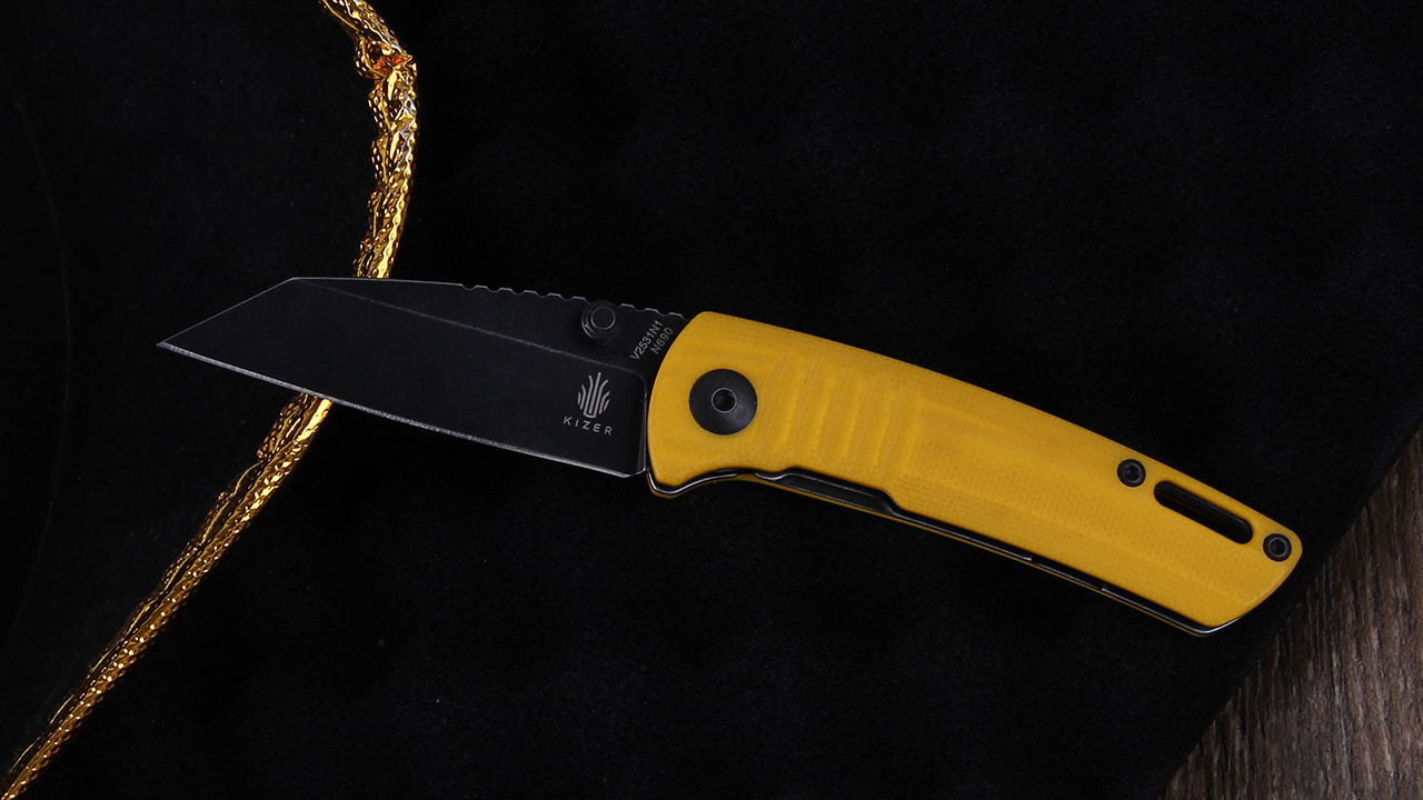 金　破片 約1cm Amazon.com: Kizer Knives 碎片,小口袋刀EDC 刀,黃色G-10 手柄