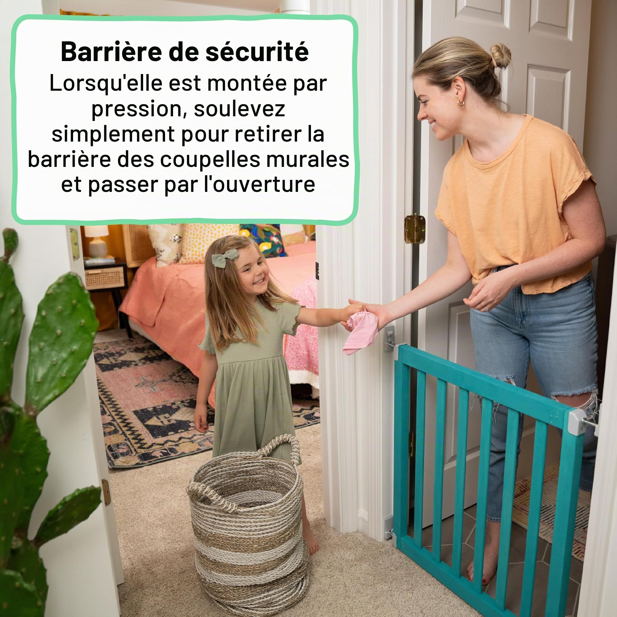 Ingenuity Doorway Série 36S Barrière de Sécurité 76-91 cm, Barrière d'Escalier, Barrière Enfant, Sans Perçage, avec Extensions, pour Bébés et Animaux Domestiques, Bois