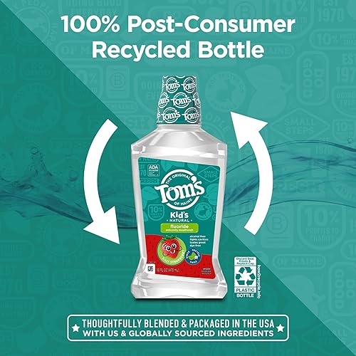 Miniatura 7 de Tom's of Maine Enjuague bucal anticaries con flúor para niños, sabor fresa Silly Strawberry, 16 onzas líquidas (paquete de 6) (el embalaje puede