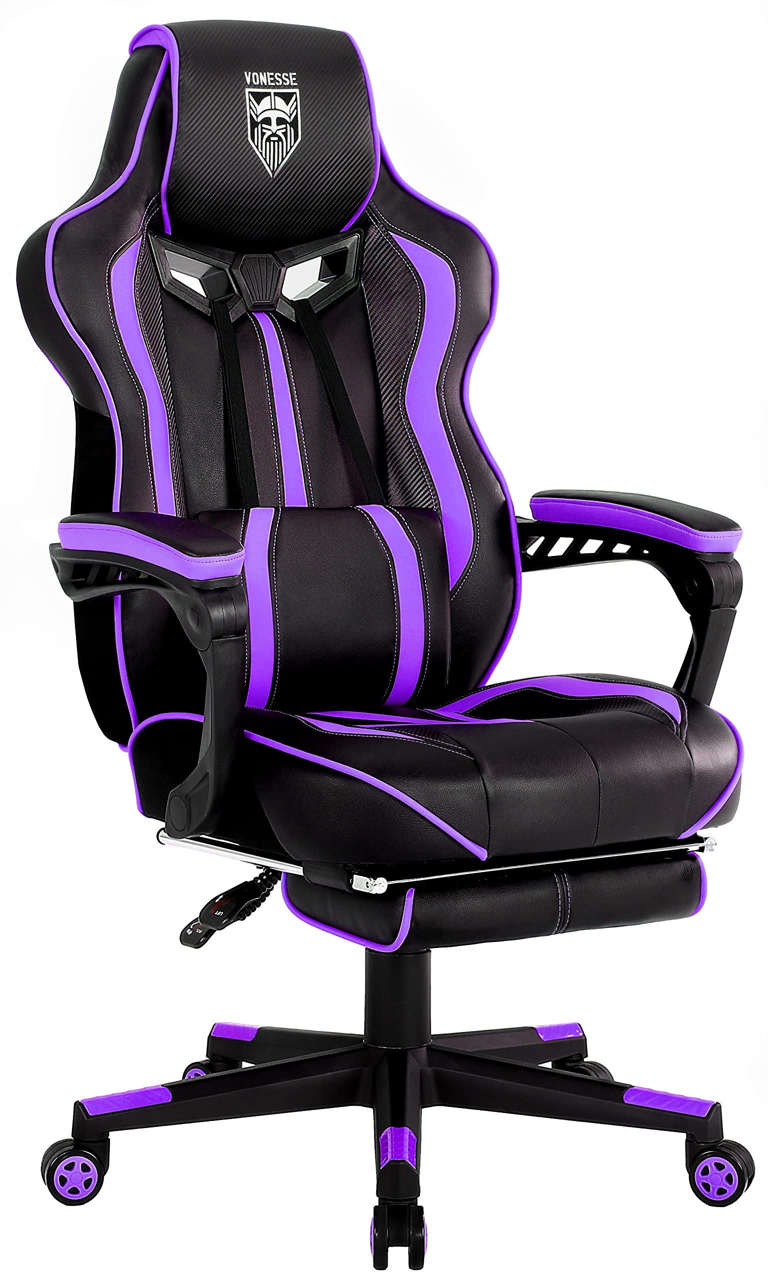Buy Vonesse Purple Gaming Chair with Footrest Reclining Computer Gaming