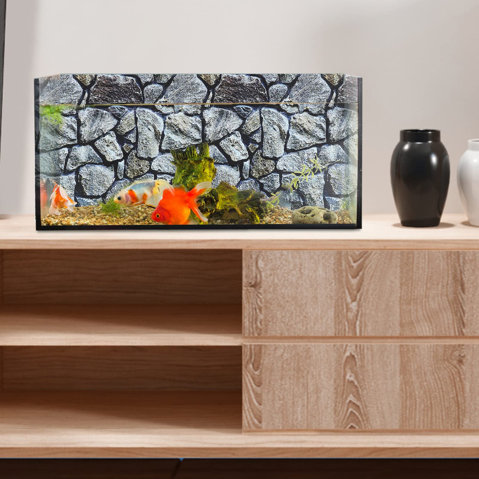 Happyyami 4pièces Décoration De Fond pour Aquarium Arrière-Plan Autocollant Réutilisable pour Réservoir Thème sous-Marin Naturel