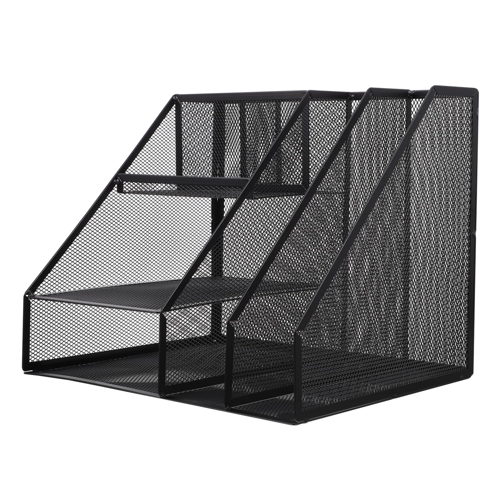 Organizador de archivos de escritorio con múltiples compartimentos, solución de almacenamiento apilable para suministros de oficina, papelería y bandejas de papel, para organización del hogar y la