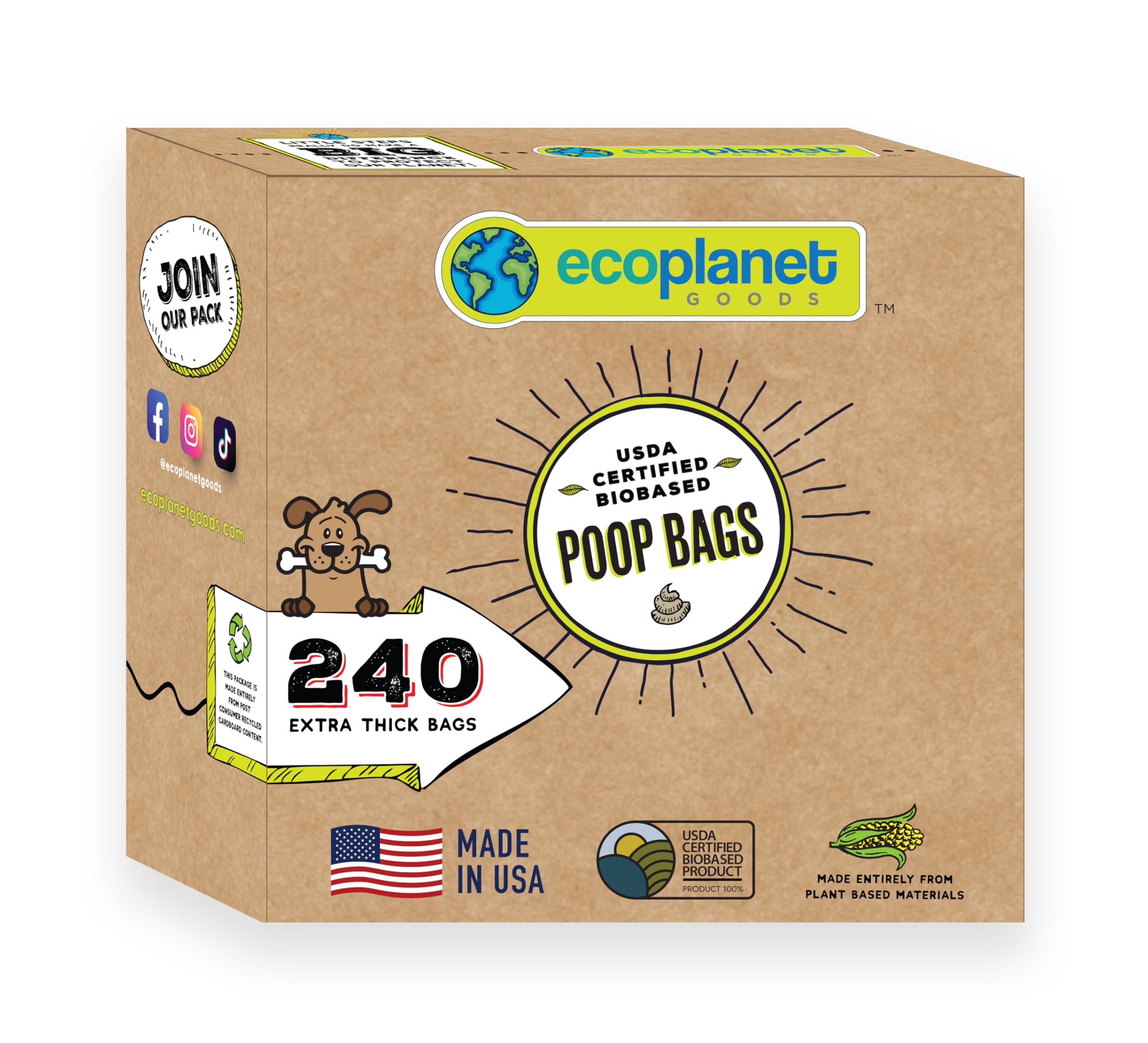 Amazon.com: Ecoplanet Goods Compostable Dog Poop Bags I 240 Bags I