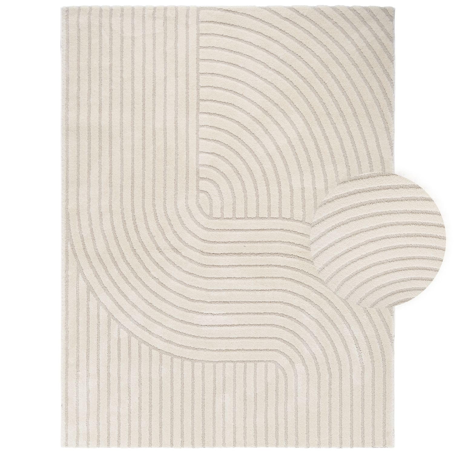 TT Home Tapis de Salon Salle à Manger Tapis à Poils Courts Panglao Japandi Design Scandinave Boho Uni Arches Soft-Touch Effet, Dimension:240x330 cm