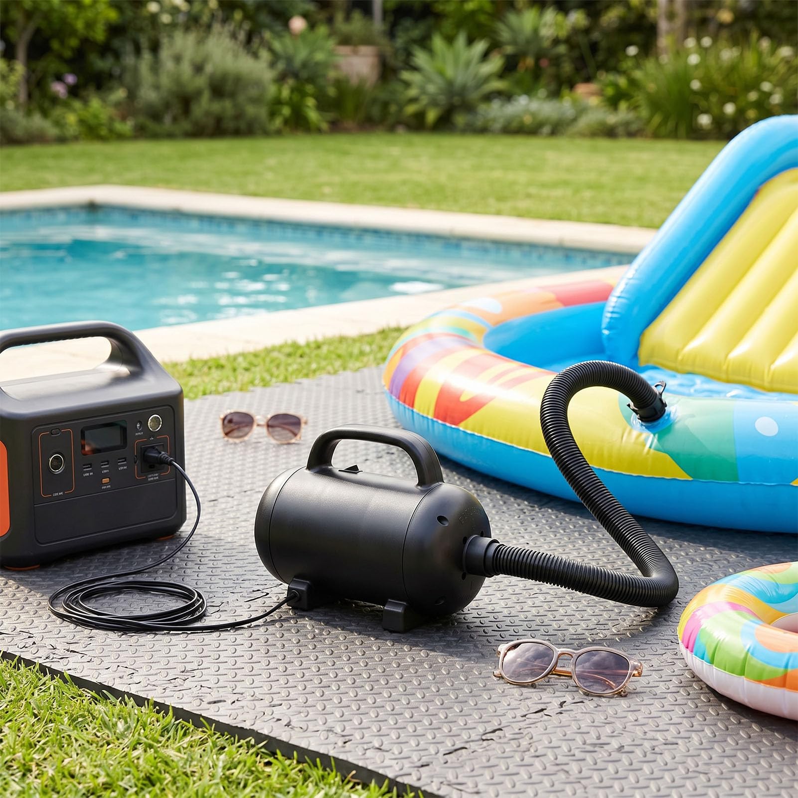YWBL-WH Elektrische Luftpumpe, 1200 W, 24.000 Pa, 1.300 L/min, Hochleistungs-Inflator-Deflator mit Ausziehbarem Schlauch für Aufblasbare Matratze, Pool, Schwimmboot, Floß