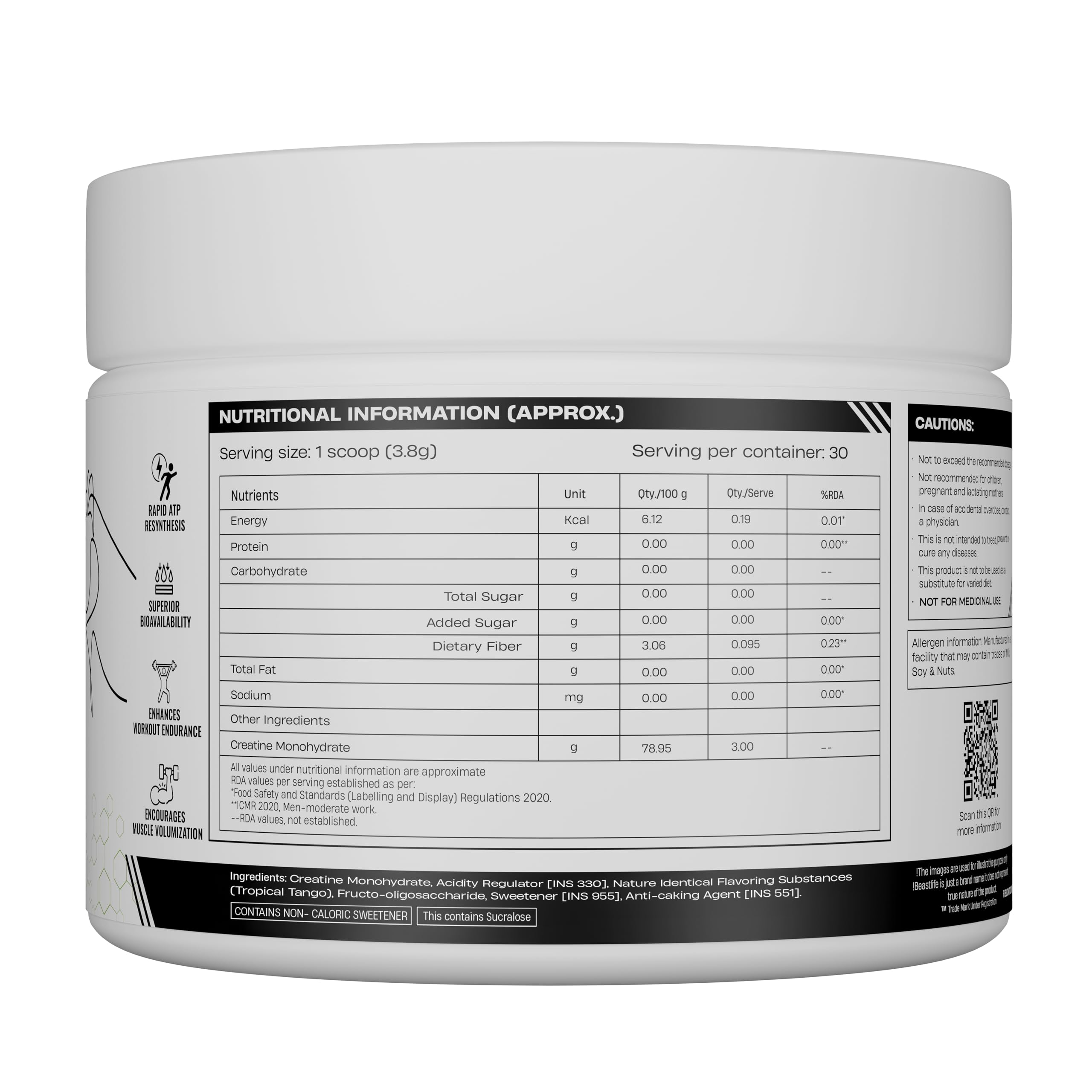 BeastLife Creatine Nano 400 | Tropical Tango| 115 Gm | 30 Serving | World’s First Finest & Clinically Studied Creatine | Ultra Fine, Ultra Soluble, Ultra Effective | Zero Sugar | NABL Lab Tested | Premium Sports Nutrition for Strength & Performance — Amazon image 2