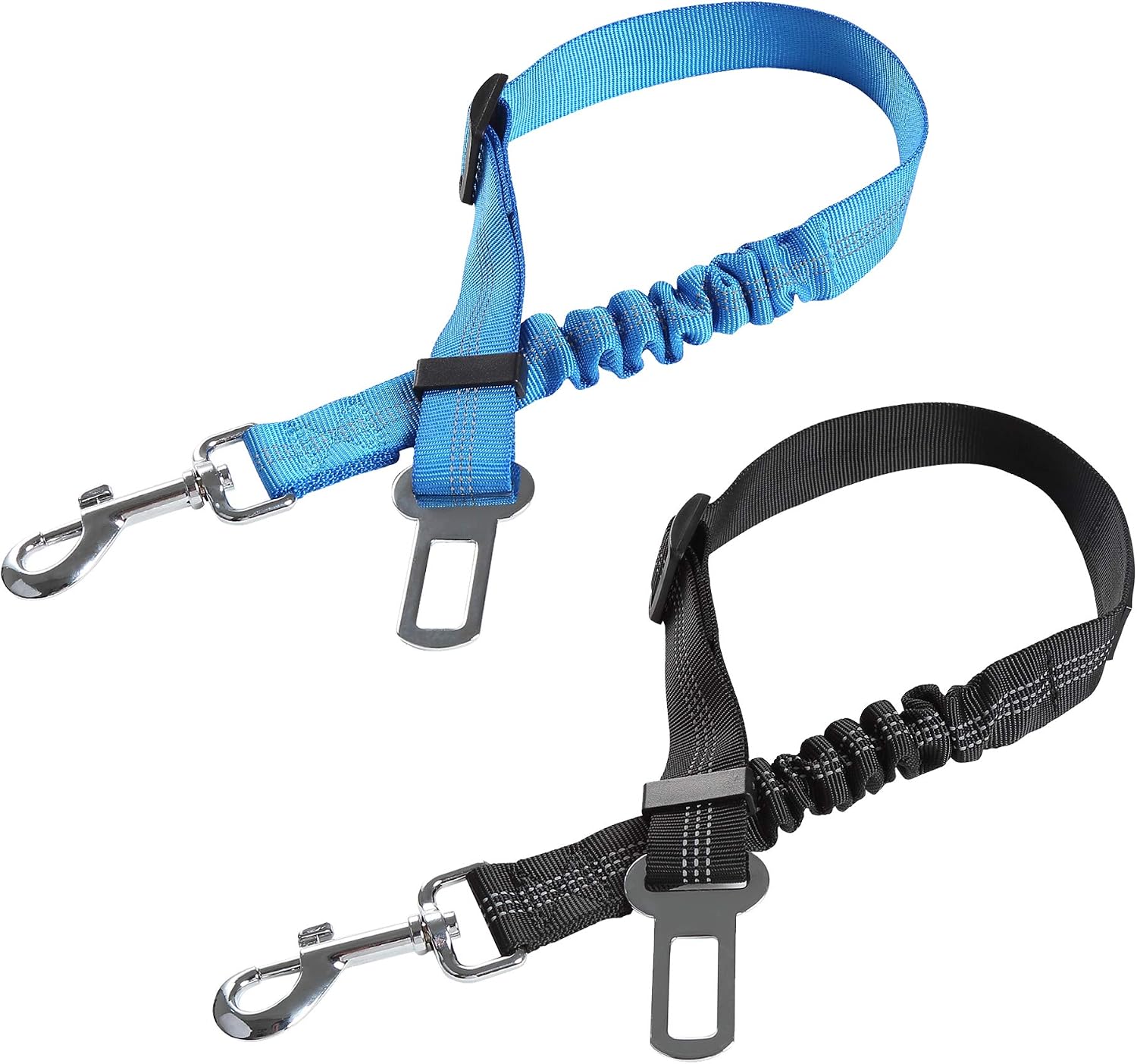 EAARTCHI Retractable Dog Seat Belt, 2 Packs Adjustable Pet Safety Seatbelt Heavy Duty for Dogs, Reflective Nylon Car Seat Belts Elastic & Durable for Dogs Travel, Black/Red/Pink/Blue