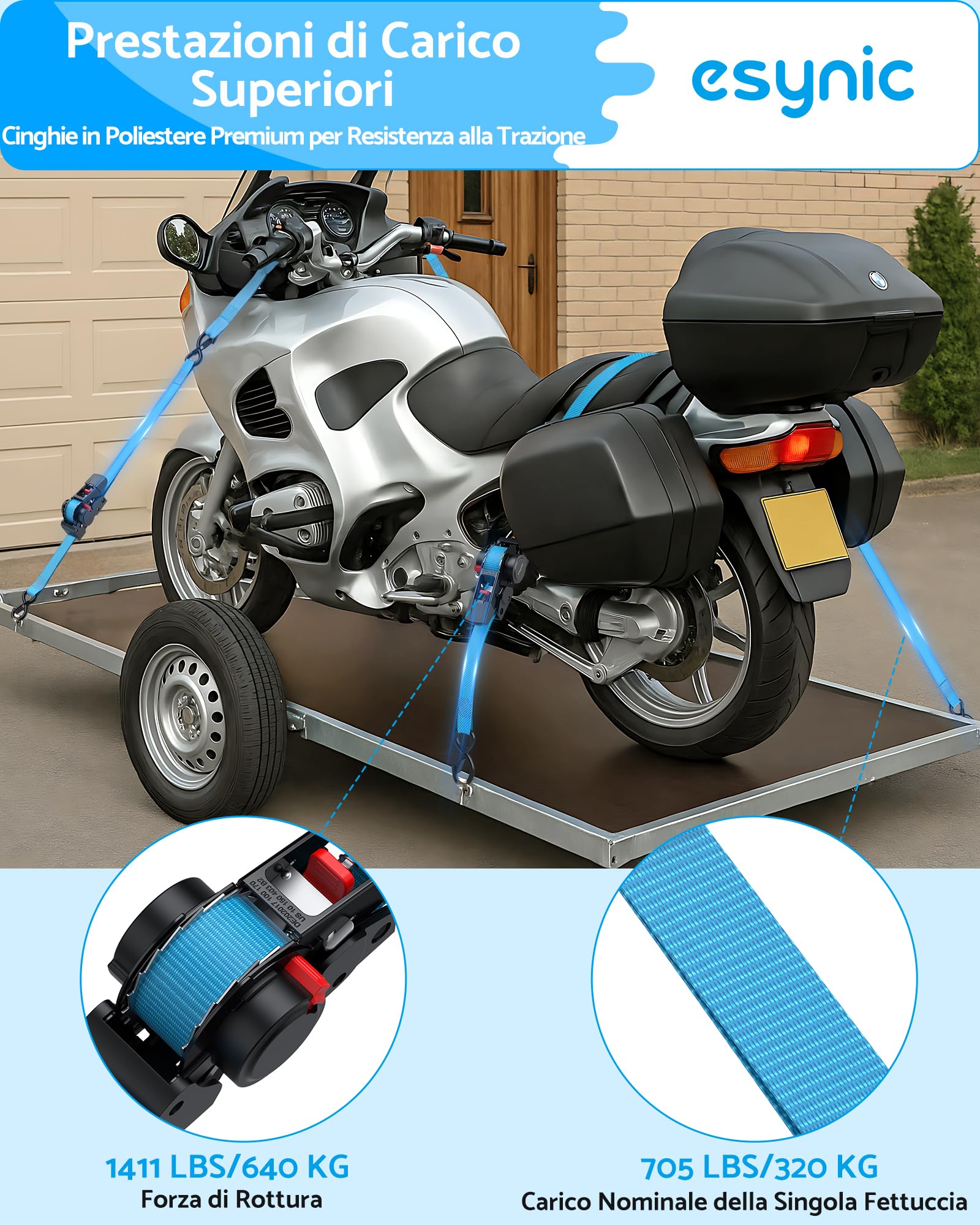 eSynic 4 Pezzi di Cinghia a Crichetto Avvolgitore Automatico Retrattile 3.5m Carico 320KG, Cinghie di Ancoraggio per Trasporto con Gancio di Sicurezza a Molla, Inclusi Anelli di Fissaggio e Custodia