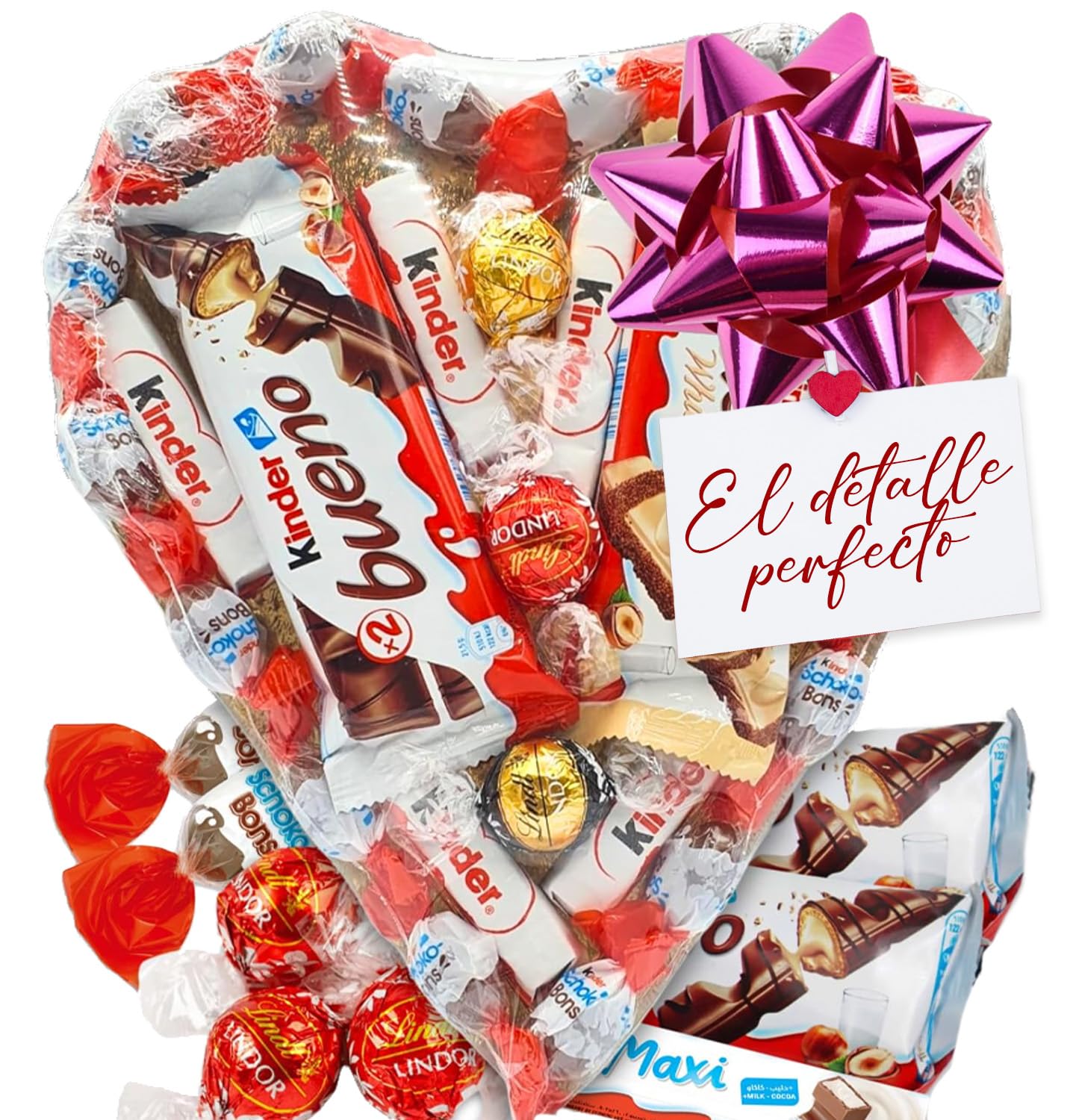 Caja de Chocolate con Kinder Bueno, Shochobons y Lindt, Regalo para Parejas
