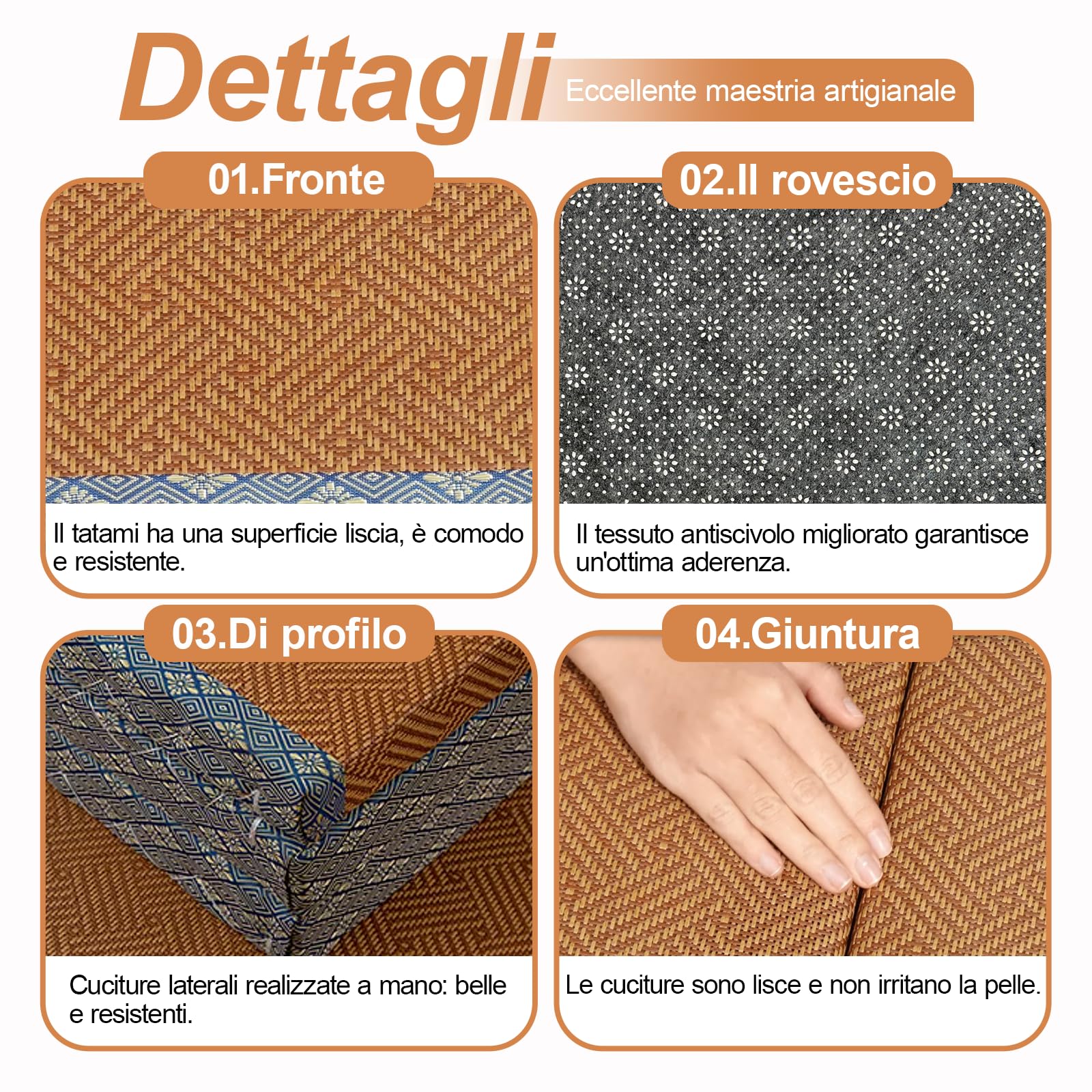 Tradizionale Giapponese Tatami Futon Materasso, Tappetino Giapponese Futon in Fibra di Cocco per Dormire, Meditazione, Yoga, Zen, 120×200×3.5cm