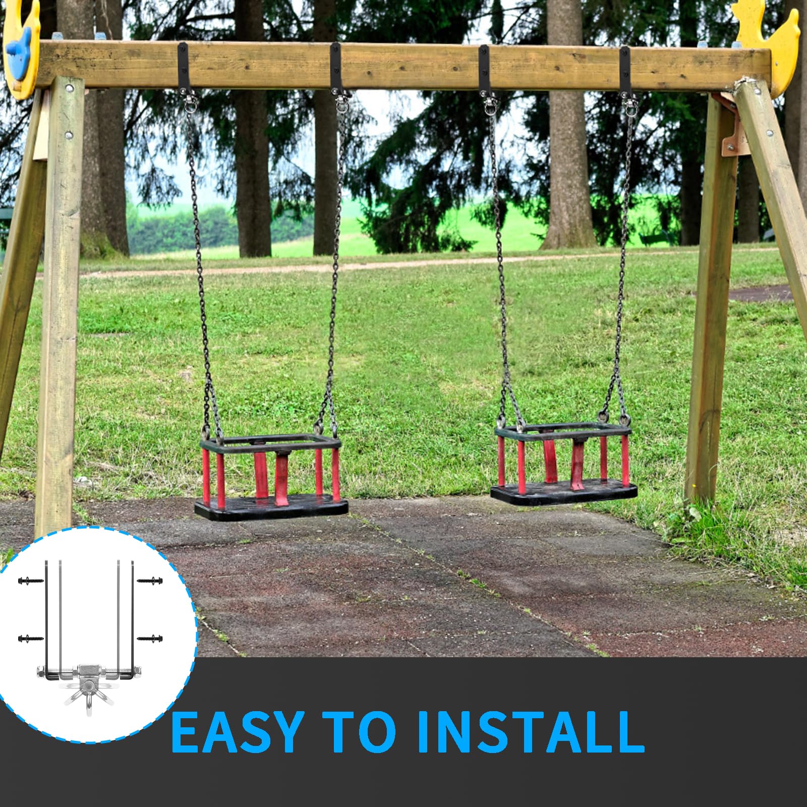 Yyiwhmy 2 Heavy Duty Swing Hangers, Wooden 180° Swing Set Accessories Hammock 660LB Capacity Playground Hammock Chair Rope, Sandbag Porch, Hanging Heavy Punching Bags (2 Pack)