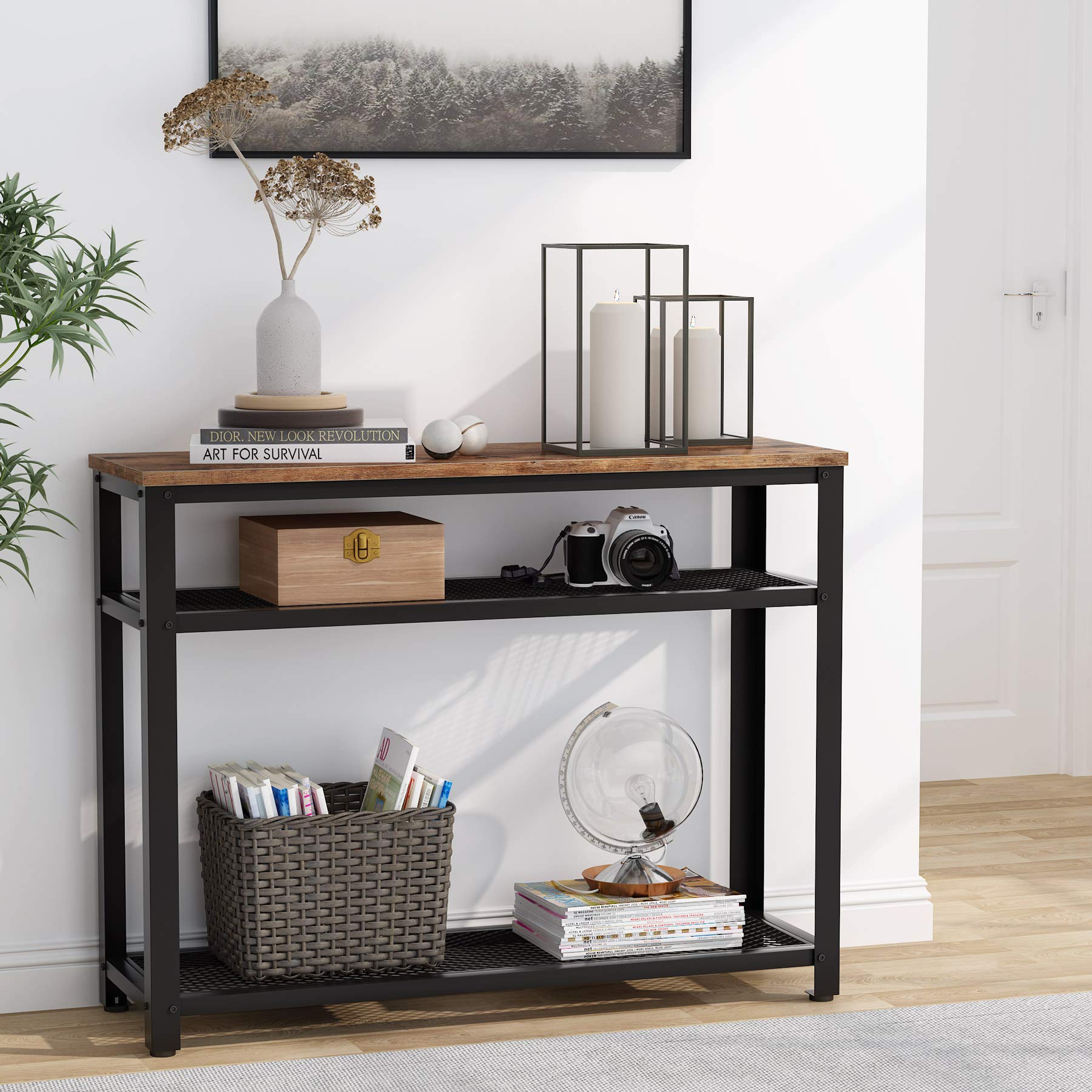 Tribesigns 3-Tier Console Table, Narrow Console Table Side Table with ...