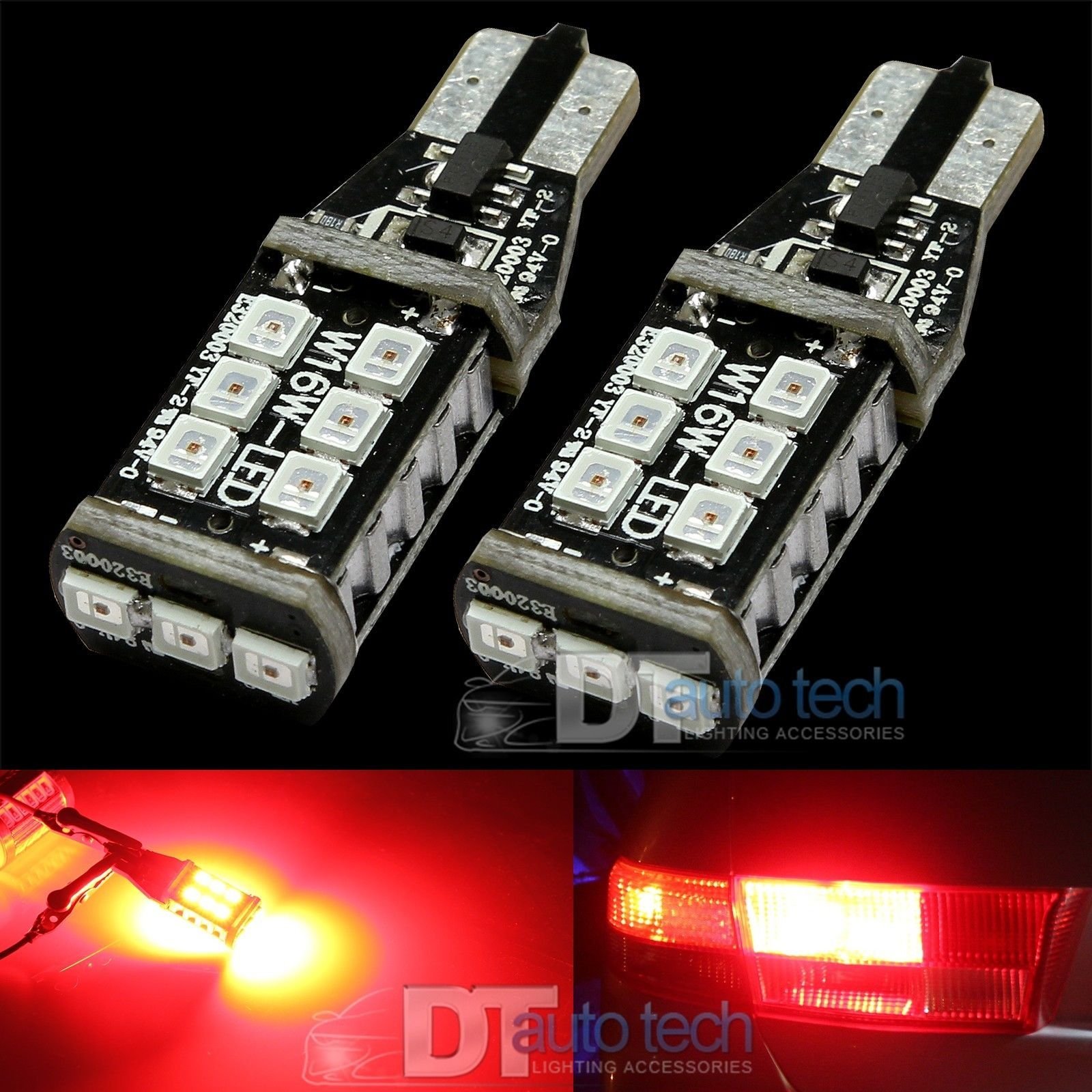 Amazon.com: 2X T10 921 912 Red LED 3RD Brake High Mount Stop Light