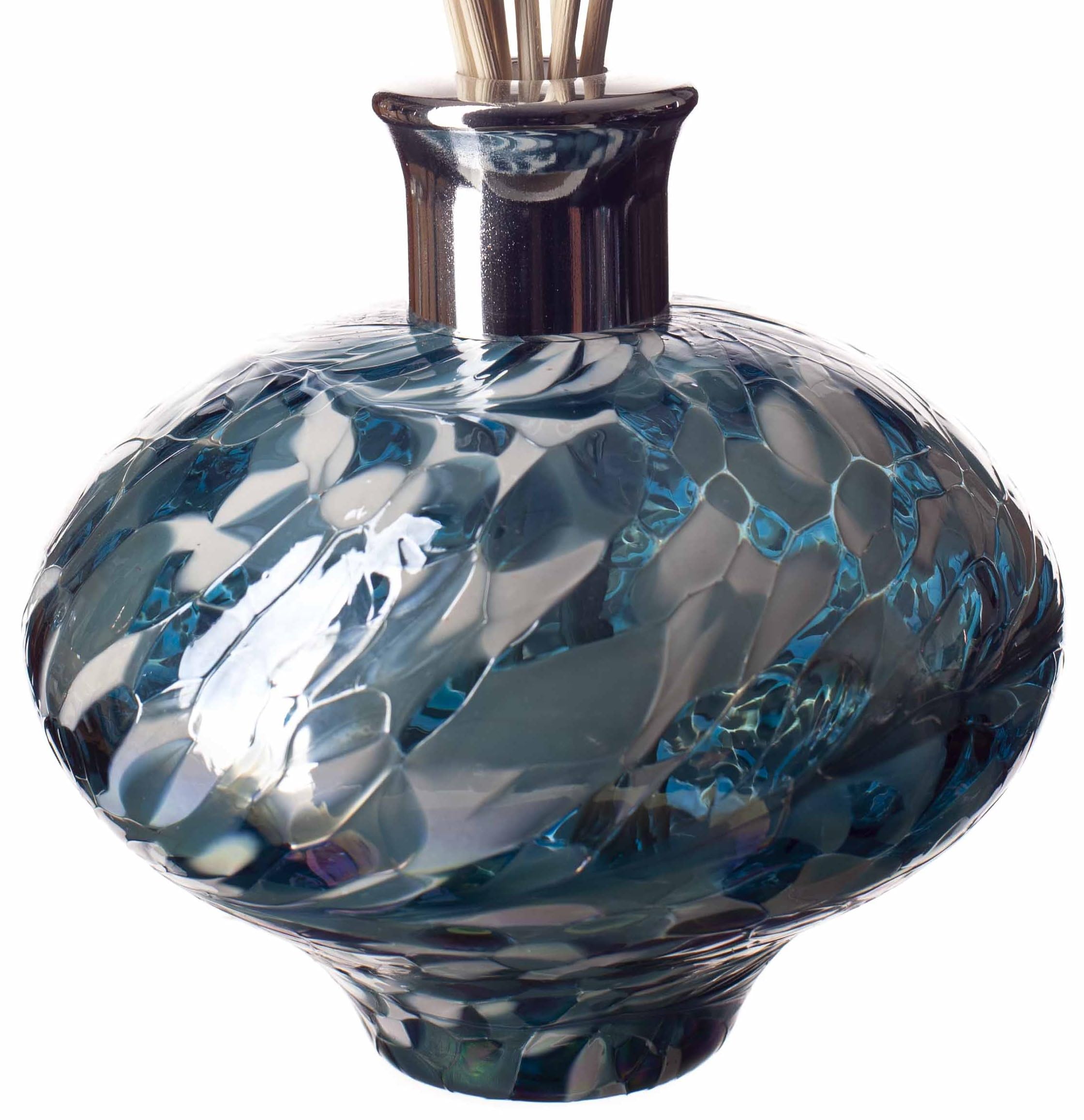 Amelia Art Glass Turquoise & White Glass Reed Diffuser Ovai In