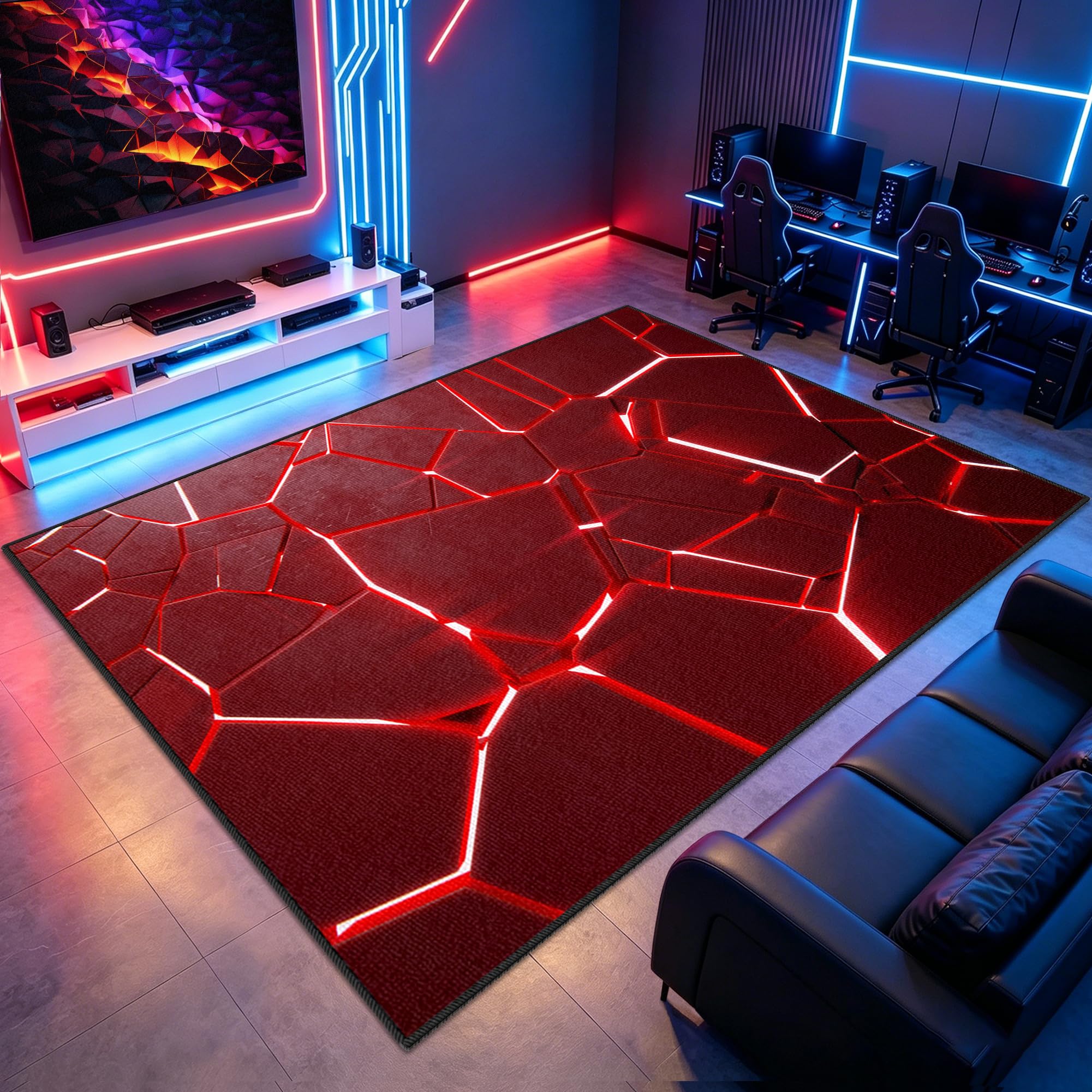 Tapis de sol esports antidérapant avec tapis chambre ado gamer 3D grand format