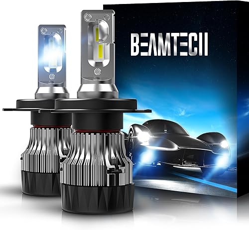 BEAMTECH Bombilla H4, bombilla antiniebla 9003, 16000 lm, 70 W, 6500 K, 1.181 in, base disipadora de calor, chips CSP, tamaño pequeño, halógeno,