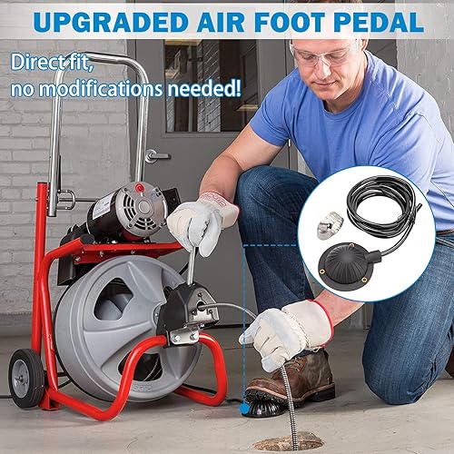 Miniatura 5 de FEITON - Cabezal de corte combinado de limpiador de drenaje, 7 unidades, 0.630in + interruptor de pedal de aire para máquinas de limpieza de drenaje