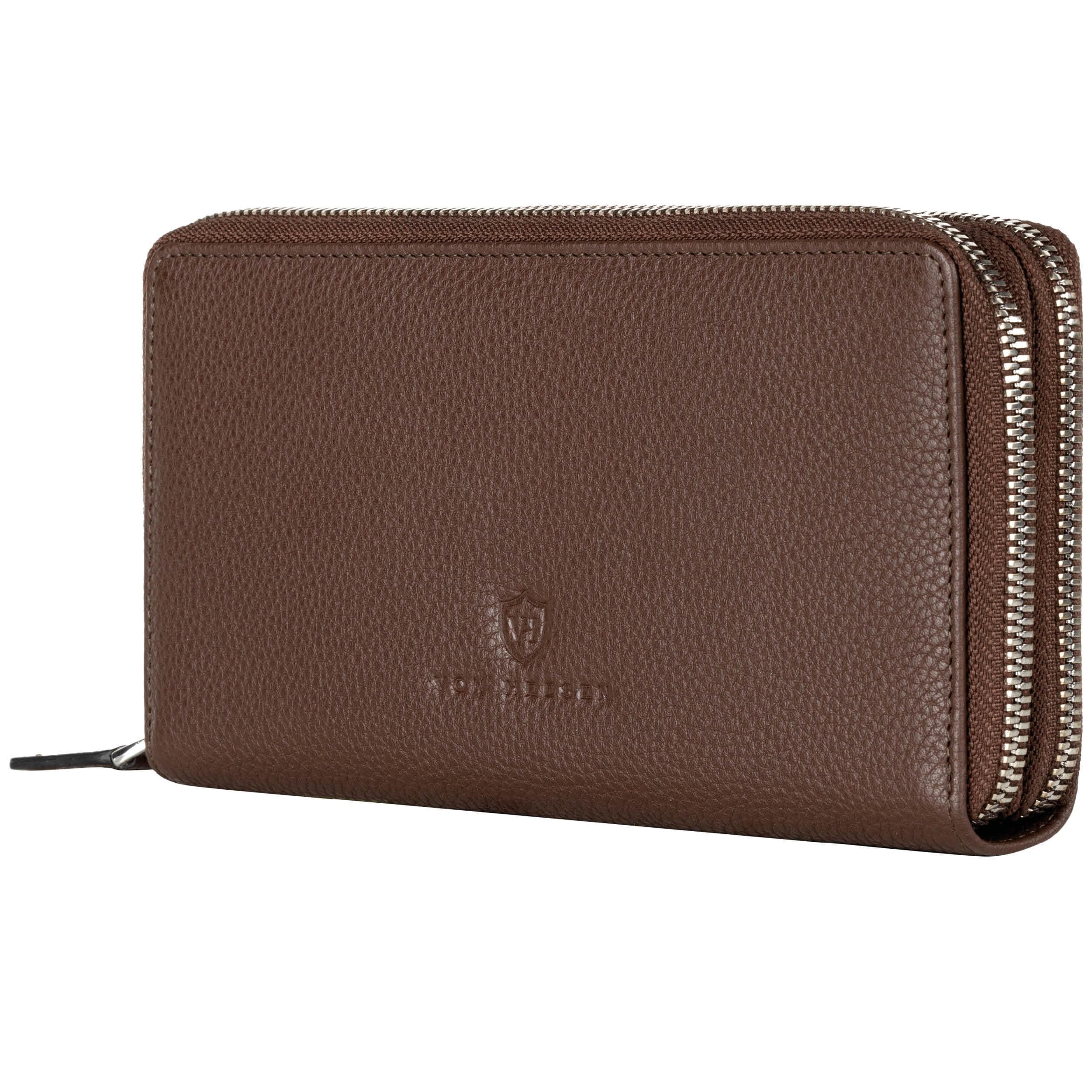 VON HEESEN Leder Geldbörse mit RFID-Schutz - Portemonnaie für Damen & Herren aus echtem Leder - Wallet mit Münzfach - Geldbeutel für Frauen und Männer in Braun