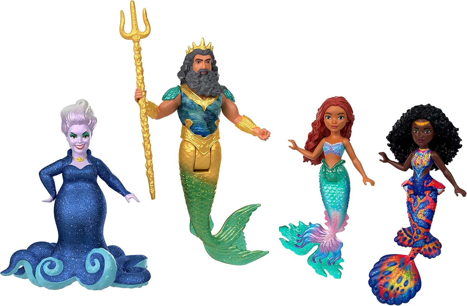 Disney ​Disney The Little Mermaid Land and Sea Ariel Ultimate Story Set with 7 Small Dolls and 4 Friend Figures, Includes Human and Mermaid Ariel Dolls​​, HND30