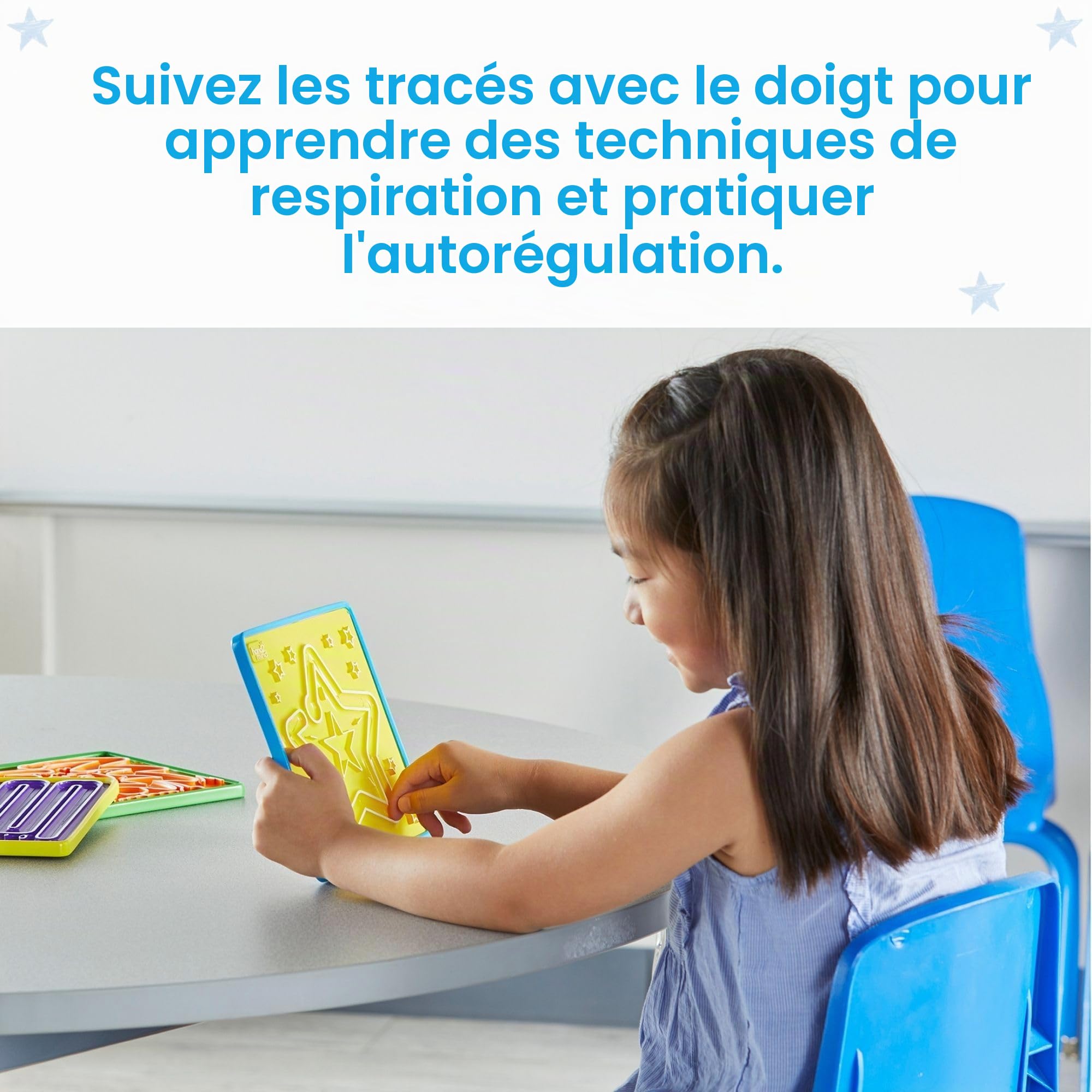 Jeu de 3 labyrinthes apaisants de Learning Resources, tableaux recto-verso de respiration avec des chemins à suivre avec le doigt, pleine conscience pour enfants, jouet sensoriel pour jeu sensoriel