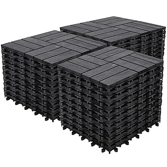 Bliss Outdoors 12-Slat Interlocking Deck Tiles, Aged Black