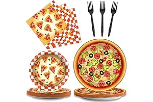 Pizza Party Supplies Tableware Set for 24 Guests Pizza Birthday Party Paper...