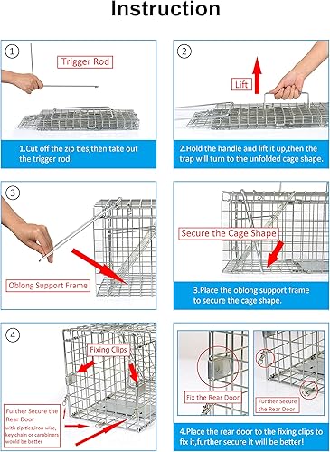 Miniatura 8 de H&B Luxuries Trampa para ratas jaula de animales vivos para ratas, hámster, topo, comadreja, ardillas y más roedores (2 medianos)