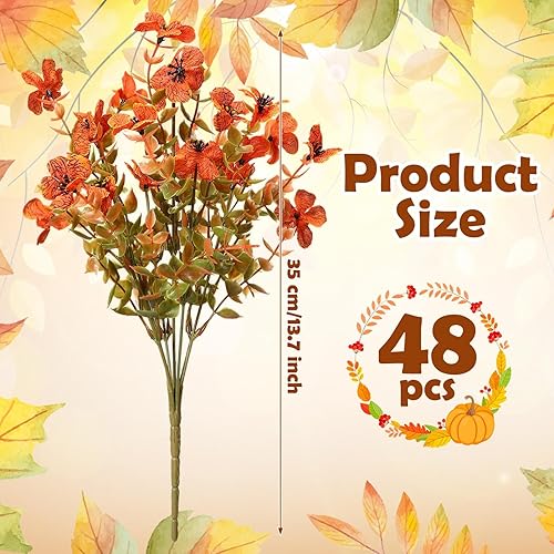 Miniatura 8 de 48 paquetes de flores artificiales para exteriores, resistentes a los rayos UV, no se decoloran, flores artificiales de otoño, plantas artificiales