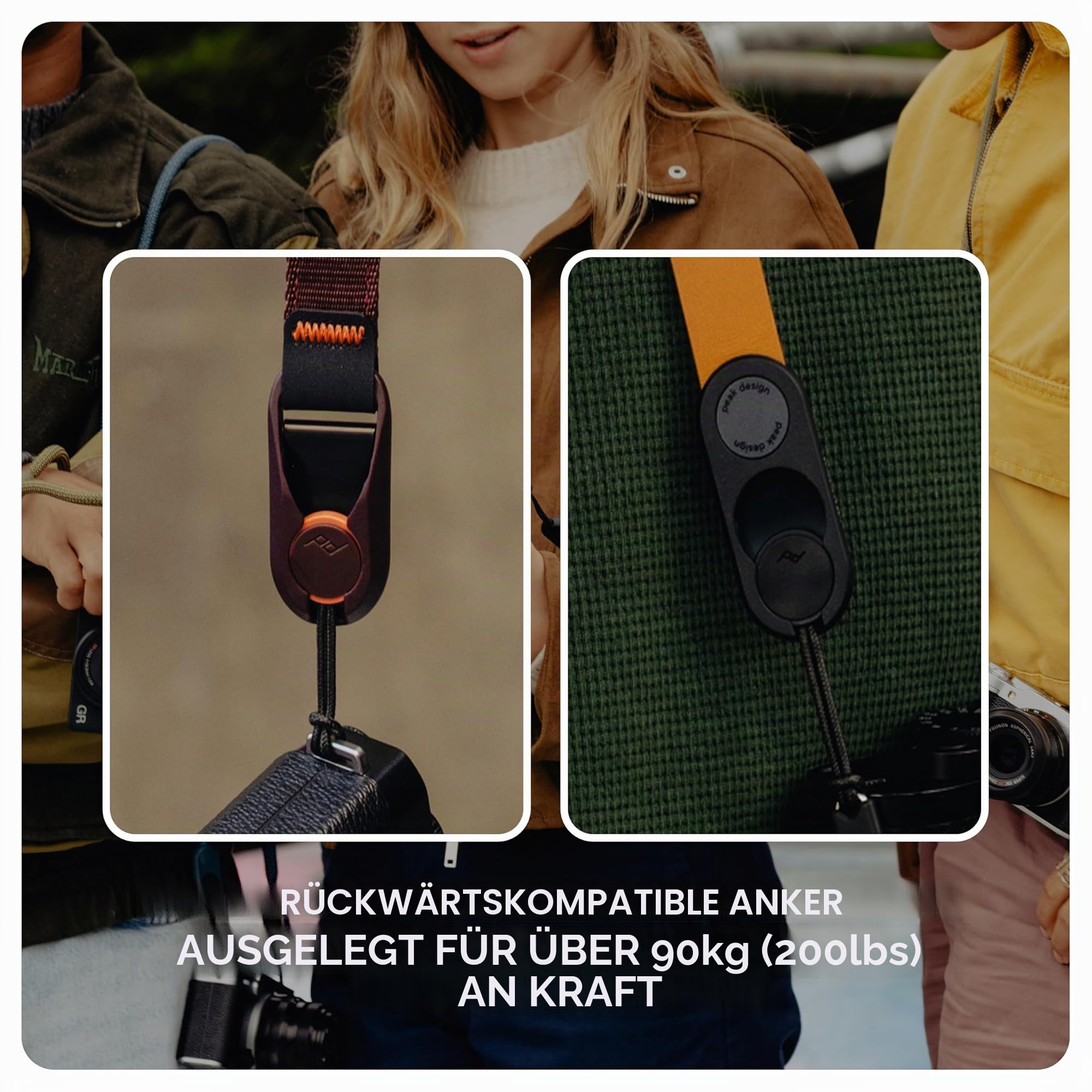 Peak Design Cuff Leder Kamera Handschlaufe - Schnellverschluss 90.7 kg Kapazität für DSLR, Kompakt & Point-and-Shoot Kameras