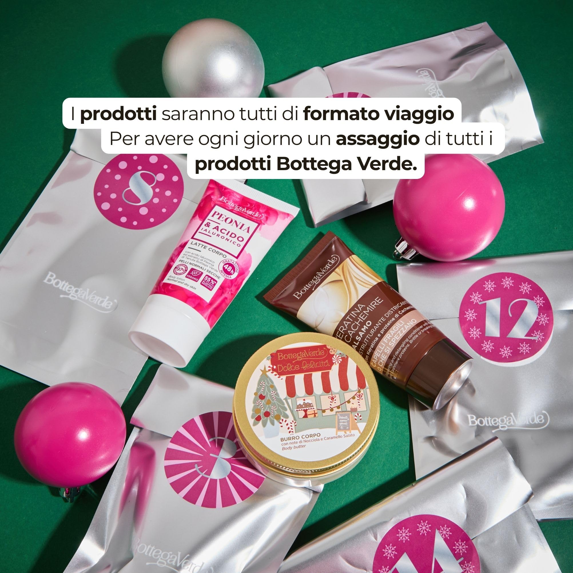 Bottega Verde - Calendario dell’Avvento 2025, Maxi Beauty con 24 Sorprese Giorno per Giorno, Shampoo, Creme, Profumi e Make-up, Idea Regalo Natale