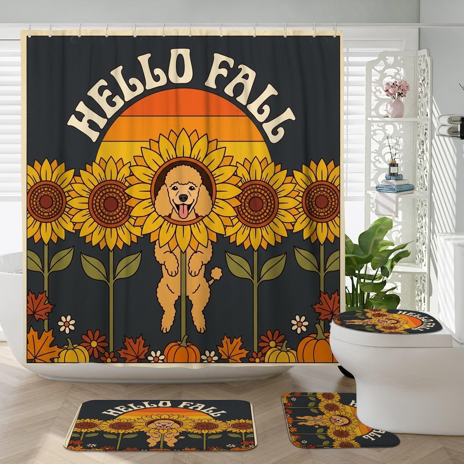 Tapis antidérapants pour abattant de toilettes U grand rideau douche 183x183cm