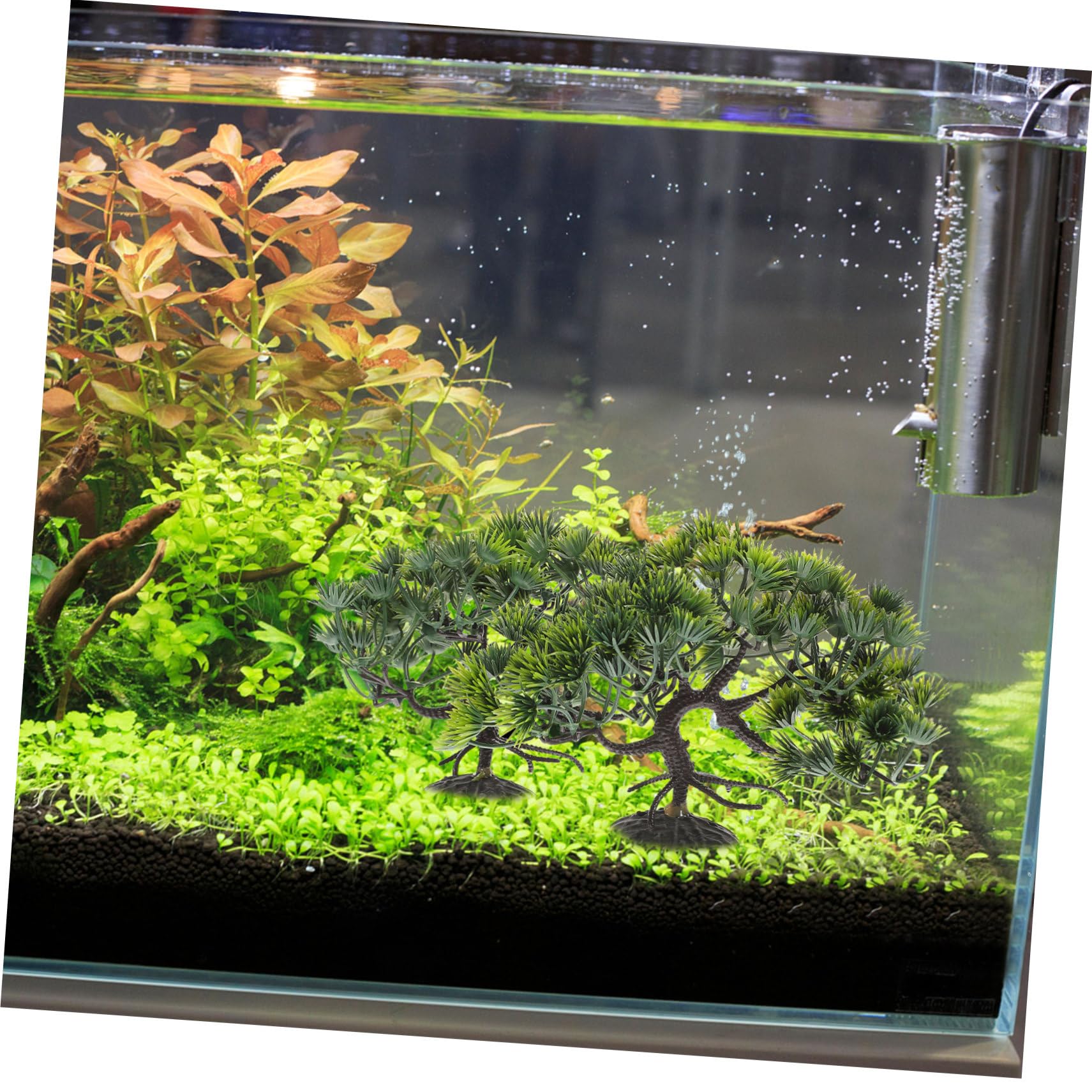 Happyyami 2pcs Aquarium Bonsai Tree Decoration Realistic Artificial Pine Plant for Fish Tank Ornament for Aquatic Landscape Saltwater Compatible