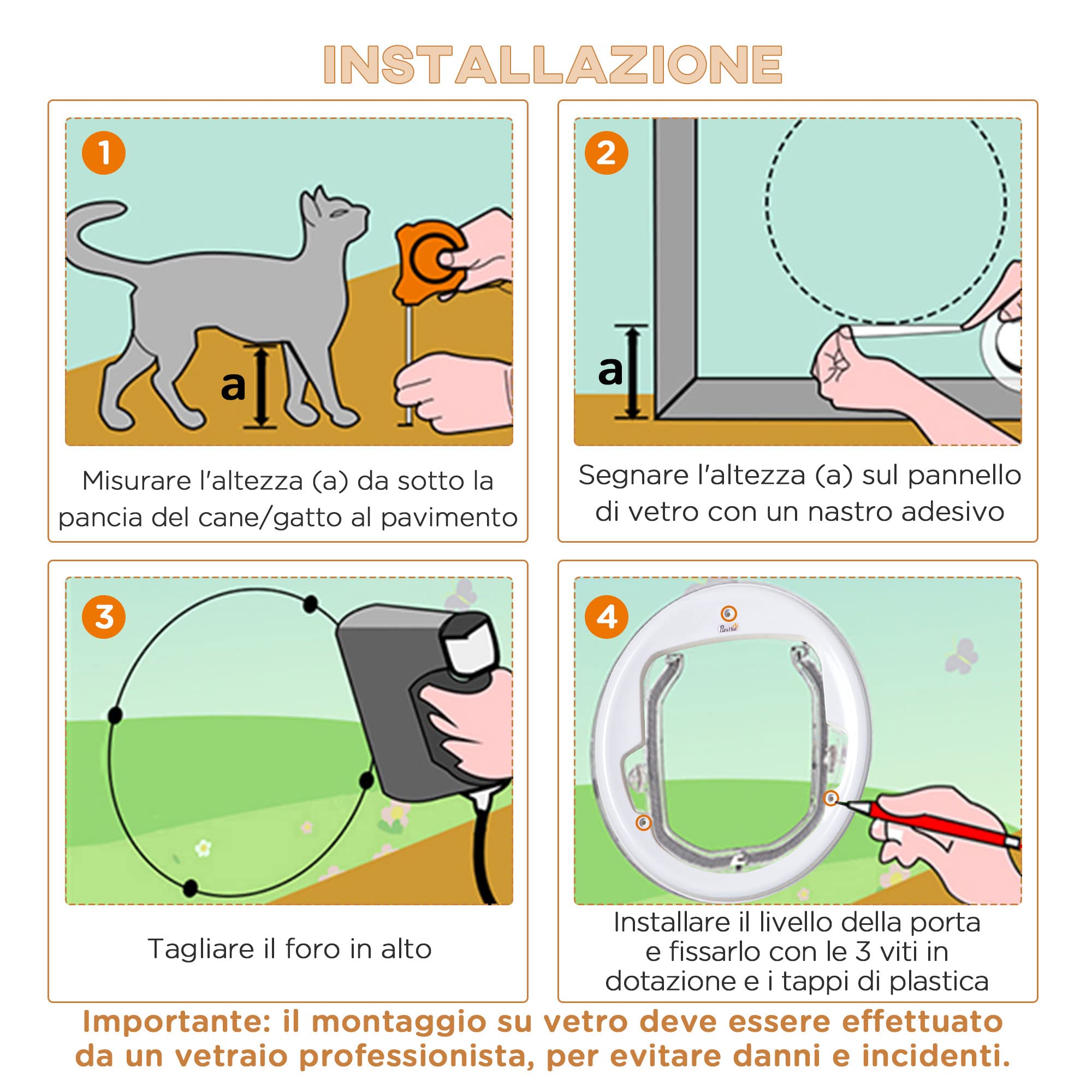 Gattaiola Per Vetro Con 4 Funzioni - Porta Per Gatti E Cani Piccoli, Blocco Magnetico - Foto 7