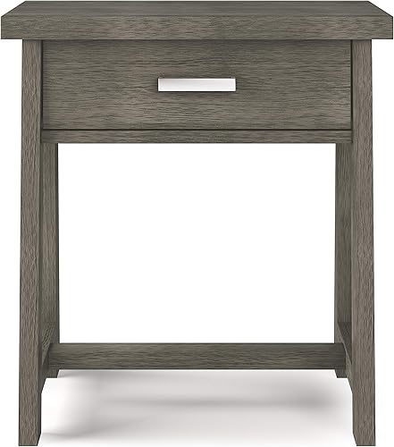 Miniatura 134 de SIMPLIHOME Sawhorse - Mesita de noche de madera maciza de 24 pulgadas de ancho, moderna, industrial, color gris envejecido, para sala de estar y