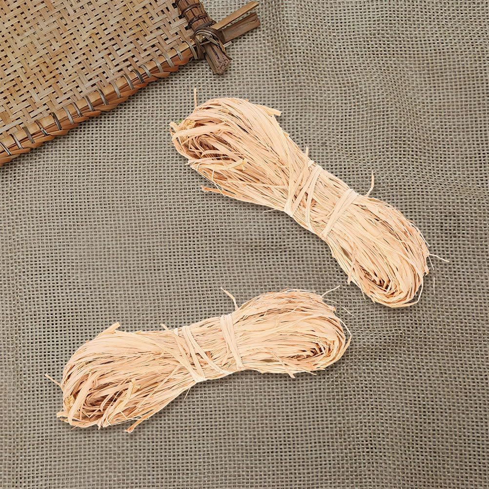Cabilock 5pcs Natural Raffia Ribbon - Raffia Straw for Florist Bouquets Decoration Crafts Ribbon - Box Filler Flower Wrapping Christmas Birthday