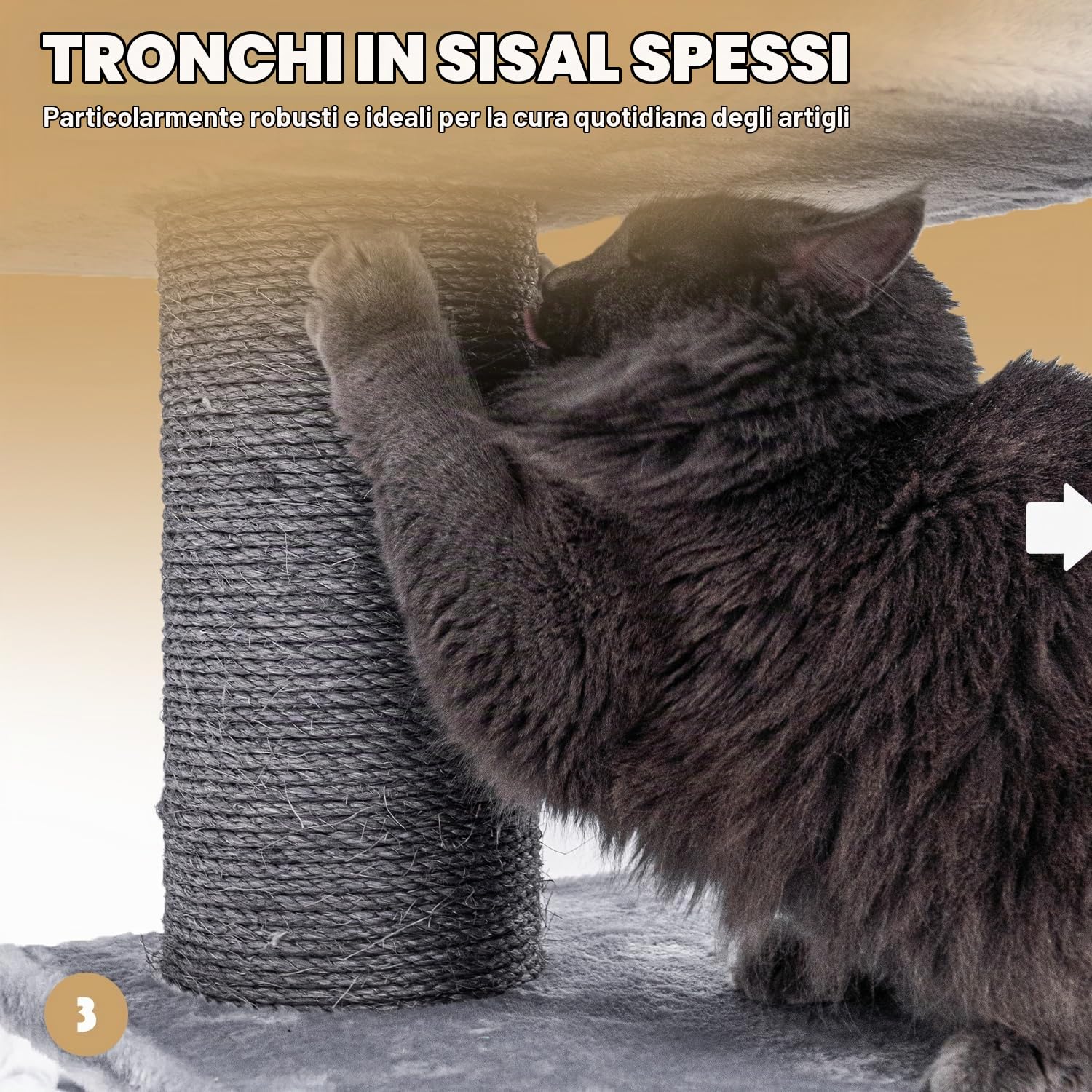 Petrebels Tiragraffi XXL in parco 175 colore grigio, Albero Tiragraffi per Gatto, tronchi extra spessi, 58 x 45 x 175 cm