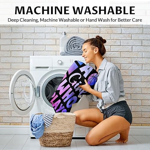 Miniatura 5 de Manta de baloncesto personalizada con nombre, manta deportiva de 50 x 60 pulgadas para niñas, mantas de felpa suave color morado para cama, sofá