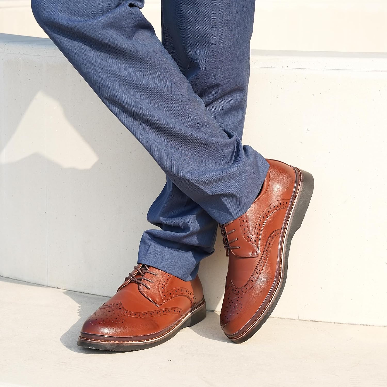 Hawkwell Men's Plus Size Wingtip Brogue Oxfords Dress Shoes US Size 13 14 15 16 17