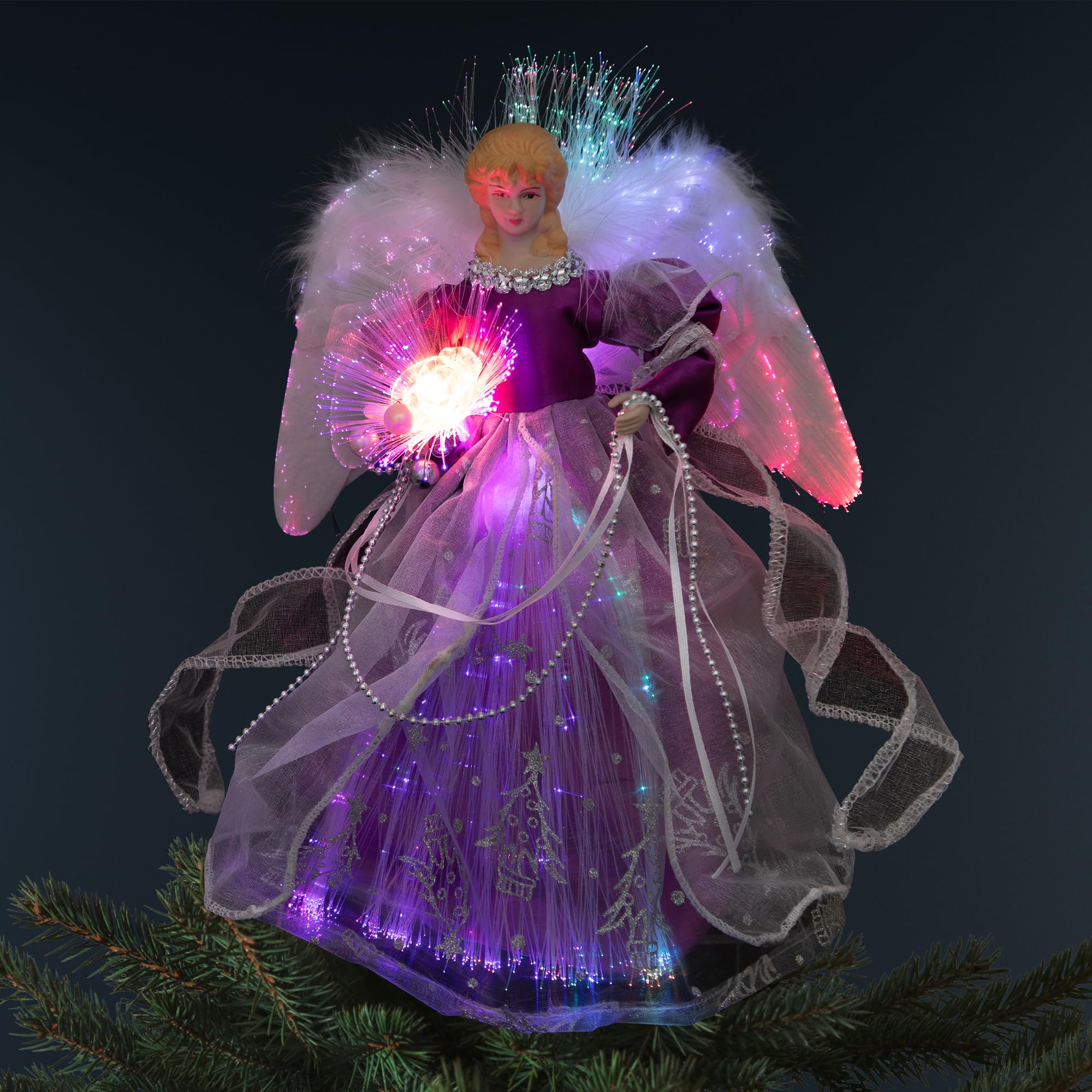purple dressed black angel christmas tree topper Amazon.com: Northlight Lighted Fiber Optic Color Changing - 12