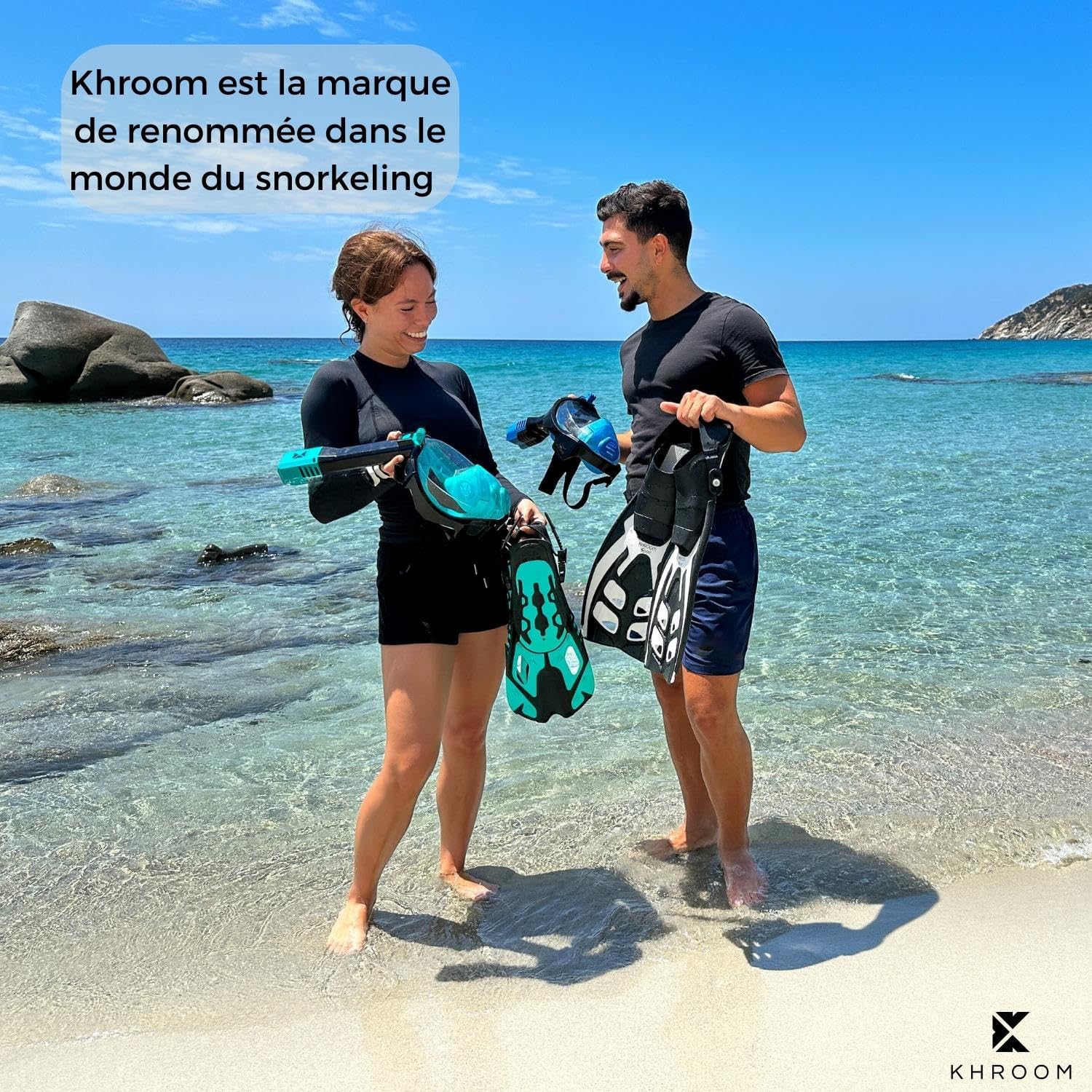 Palmes Courtes réglables Khroom Taille 32-47 avec Sac pour Plongée Natation