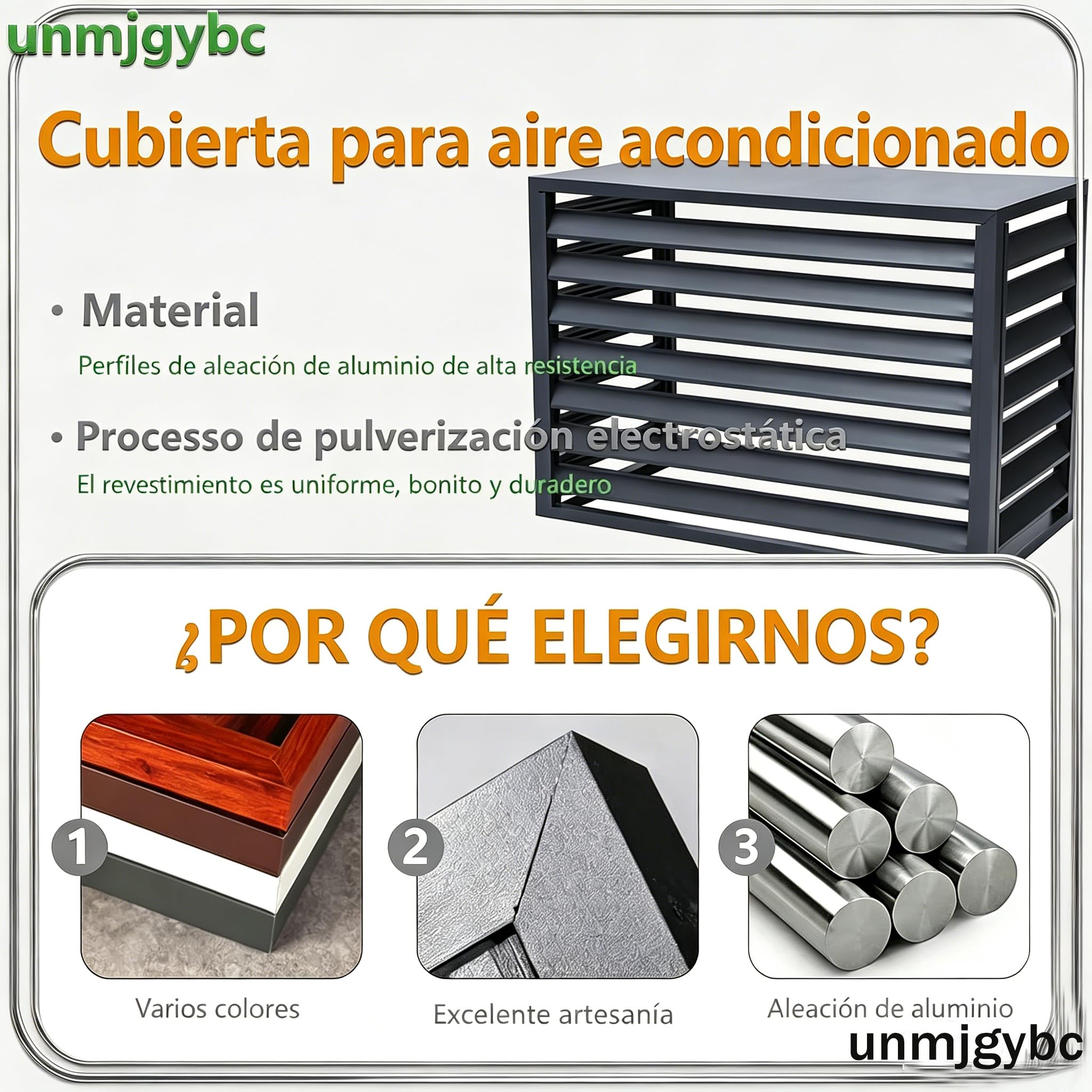 2~3P Protector para Aire Acondicionado, Cubierta Exterior de aleación de Aluminio, Marco Exterior para Aire Acondicionado, No obstruye la ventilación,Fácil de Instalar (Blanco, 110×60×80cm)