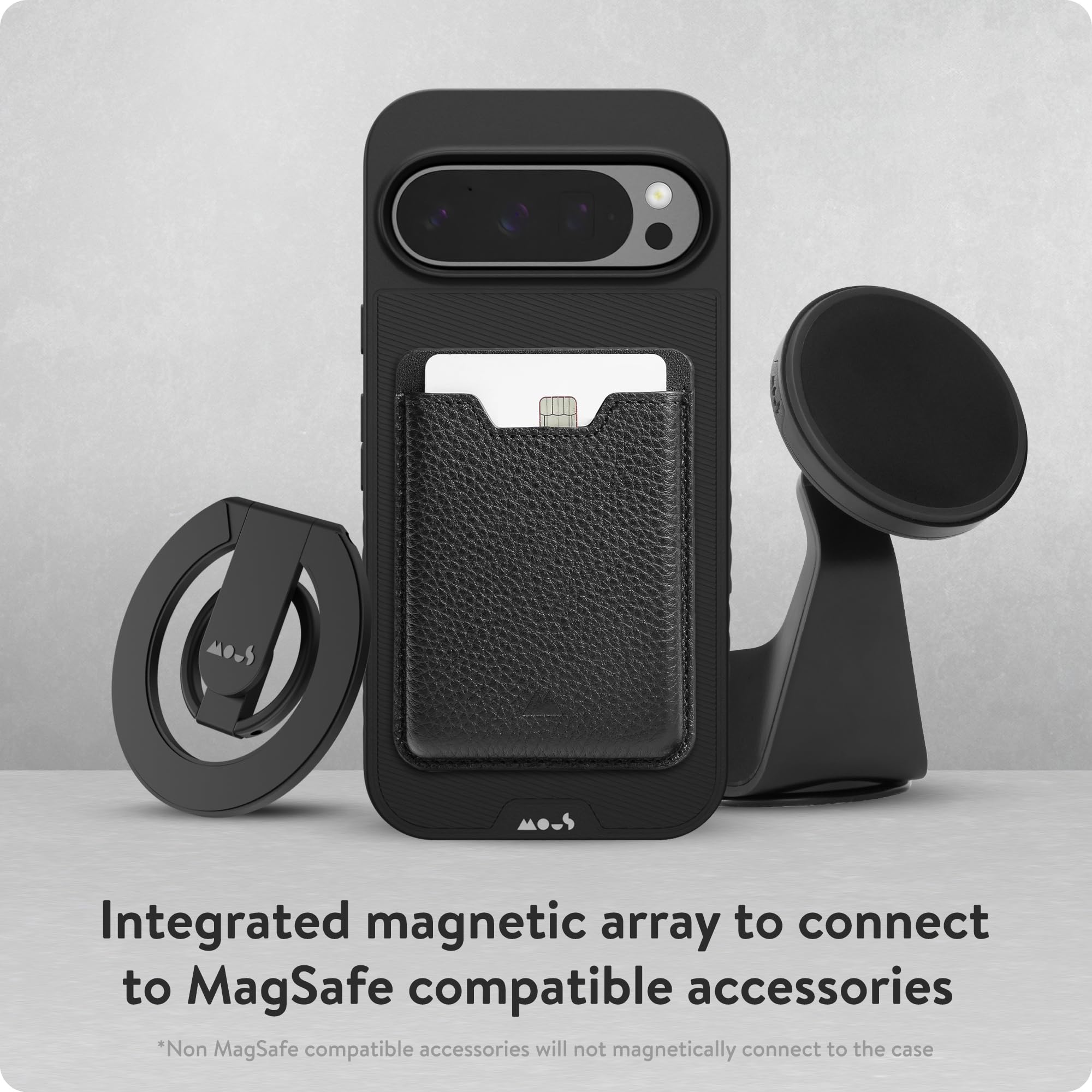Mous - IntraLock Cover per Google Pixel 9 Pro - MagSafe Compatibile con la Tecnologia IntraLock per Montaggio Meccanico - Nero
